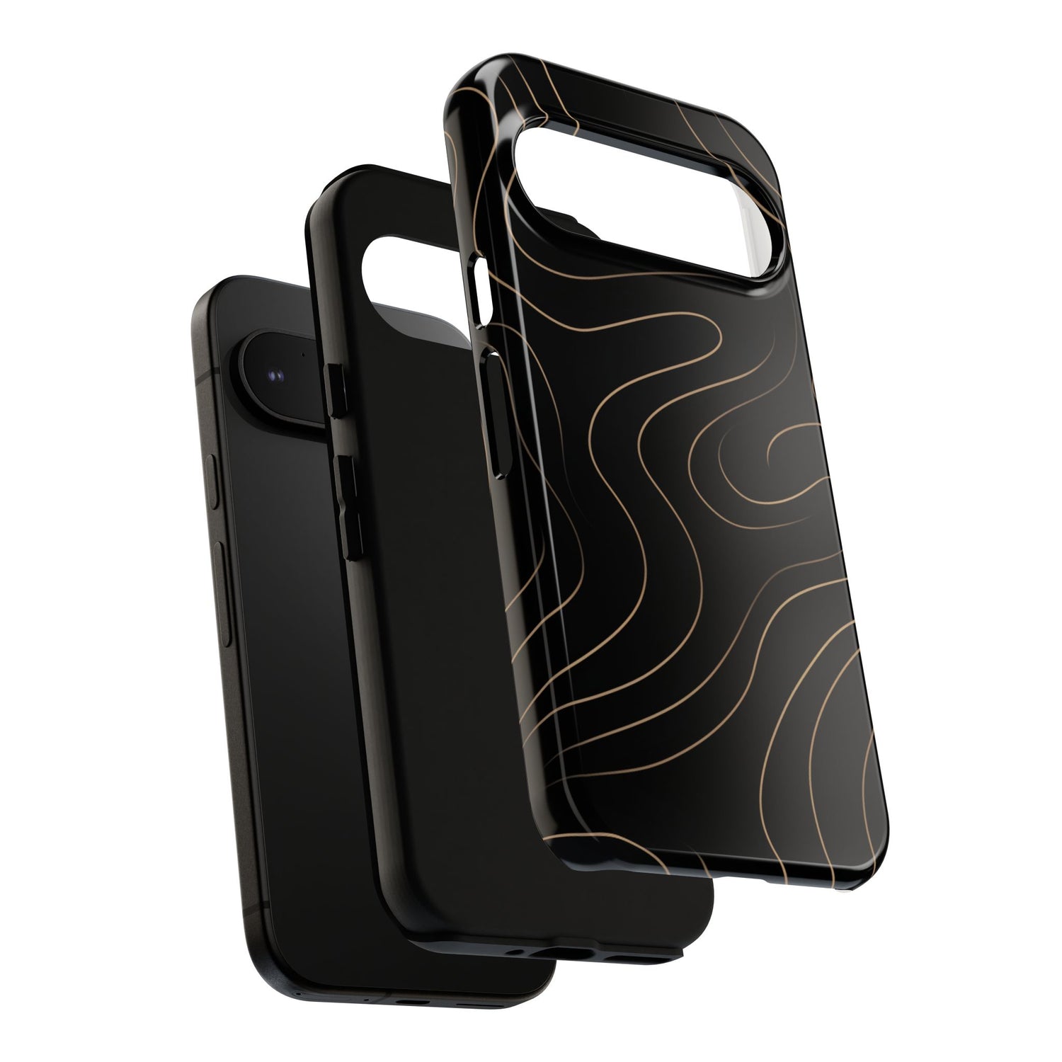 Noir Topograph - Black Minimalist Line Art Phone Case