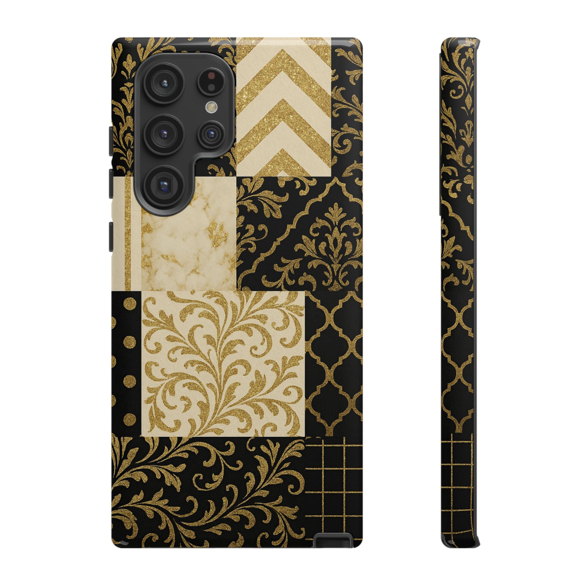 Phone Case, Luxury Black and Gold Festive Design for Christmas Gift, Holiday Decor, Tough Cases, Winter Celebration, Elegant iPhone Cover Samsung Galaxy S22 Ultra Glossy