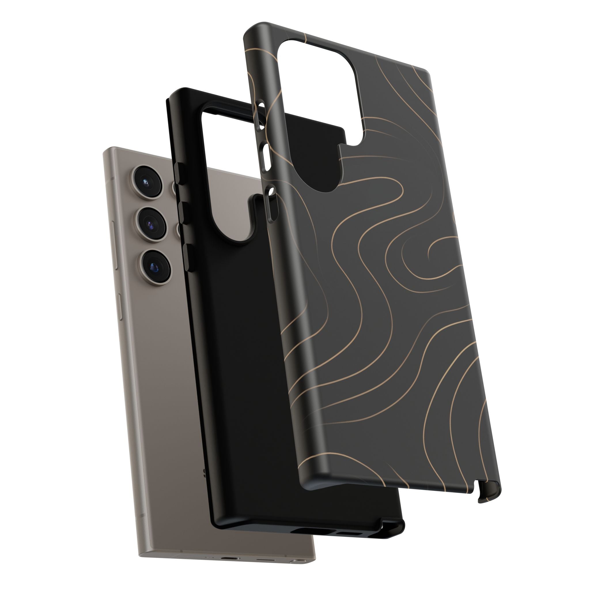 Noir Topograph - Black Minimalist Line Art Phone Case