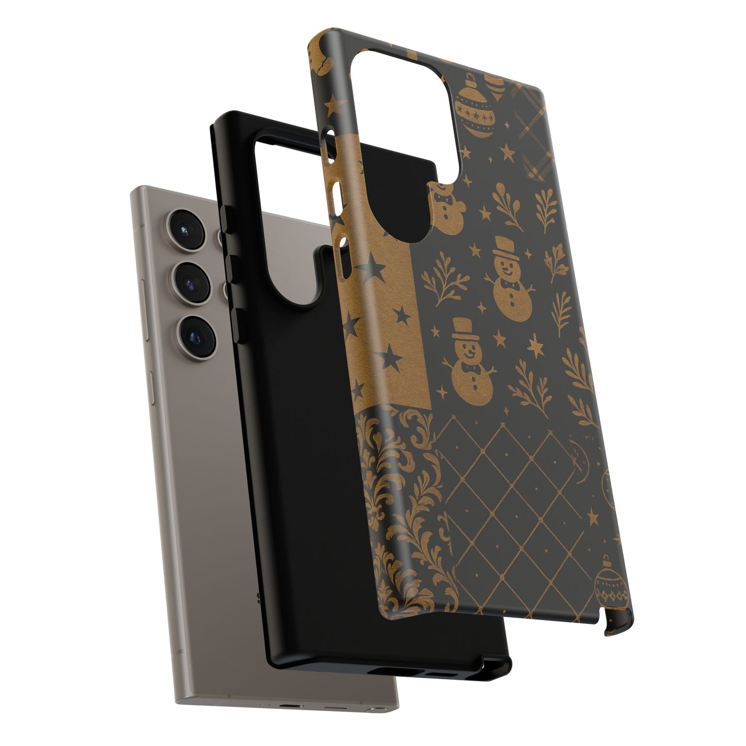 Black Festive Phone Case | Christmas Gift | Holiday Decor | Snowman Design | Tough Cases | Winter Celebration