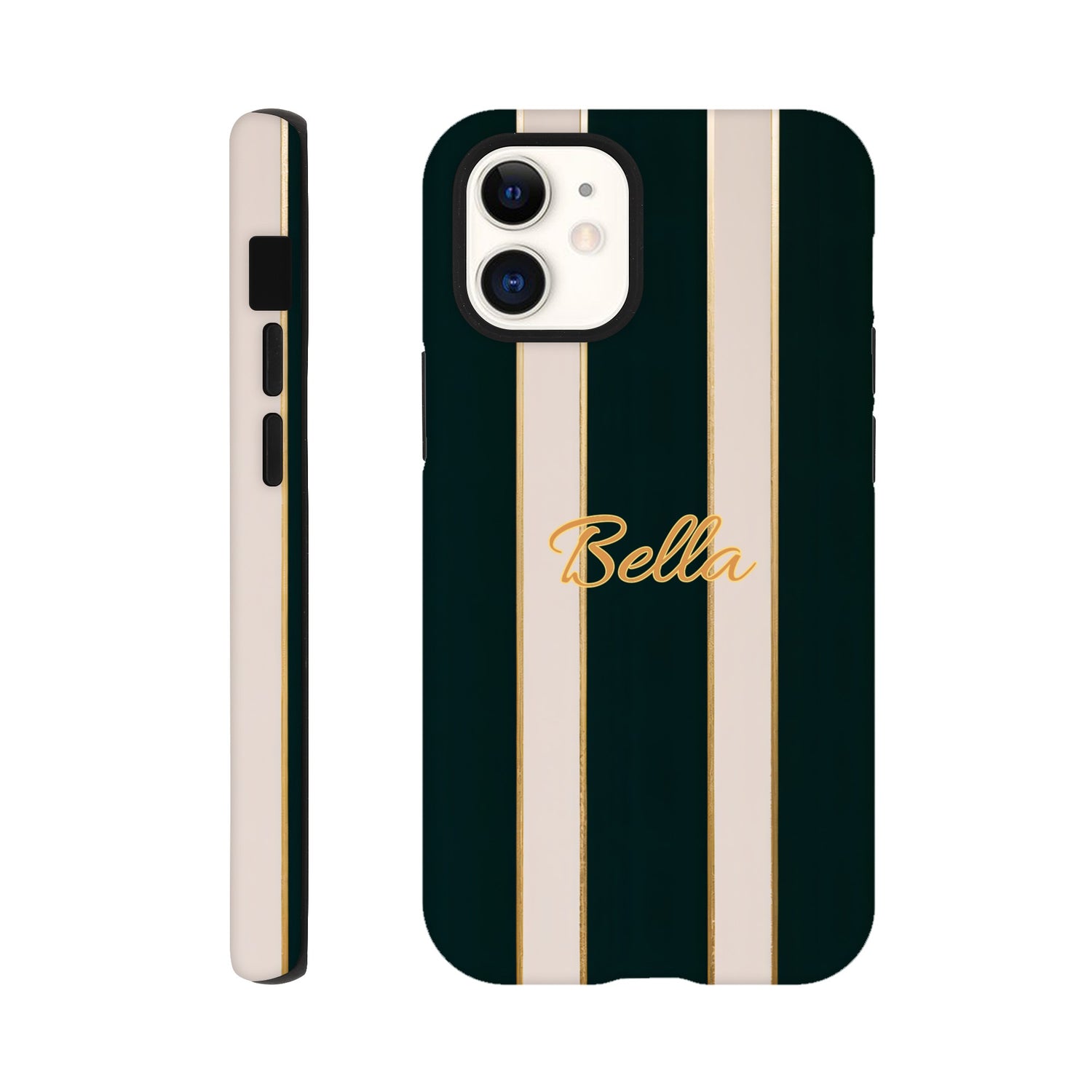 Elegant Striped Phone Case - Black & Cream Design with Gold Accents for iPhone & Samsung | Luxury Protection iPhone 12 Mini