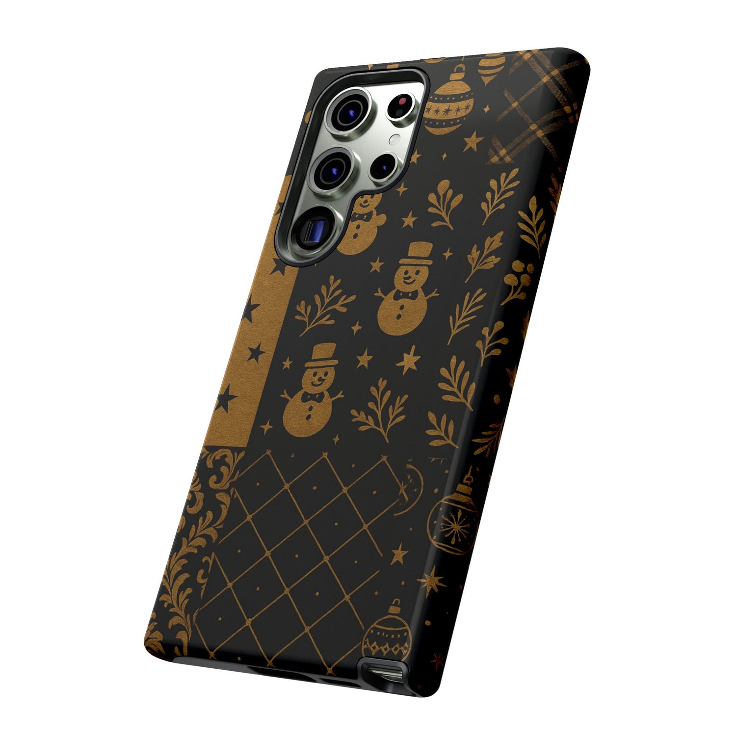 Black Festive Phone Case | Christmas Gift | Holiday Decor | Snowman Design | Tough Cases | Winter Celebration