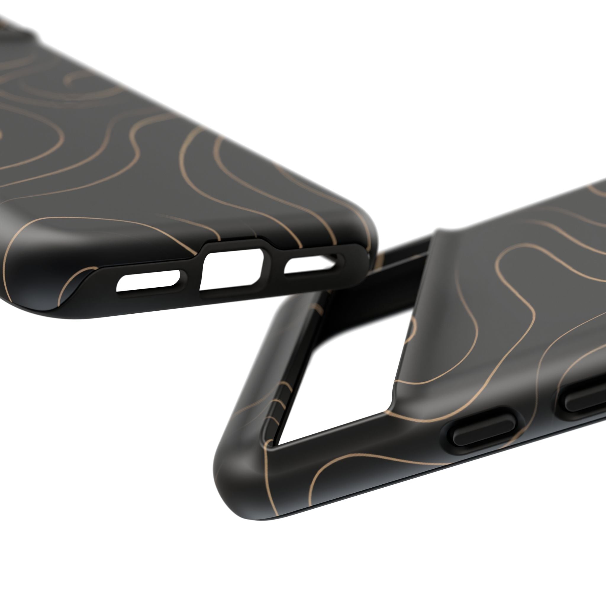 Noir Topograph - Black Minimalist Line Art Phone Case