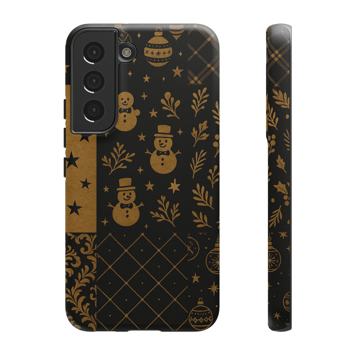 Black Festive Phone Case | Christmas Gift | Holiday Decor | Snowman Design | Tough Cases | Winter Celebration Samsung Galaxy S22 Matte