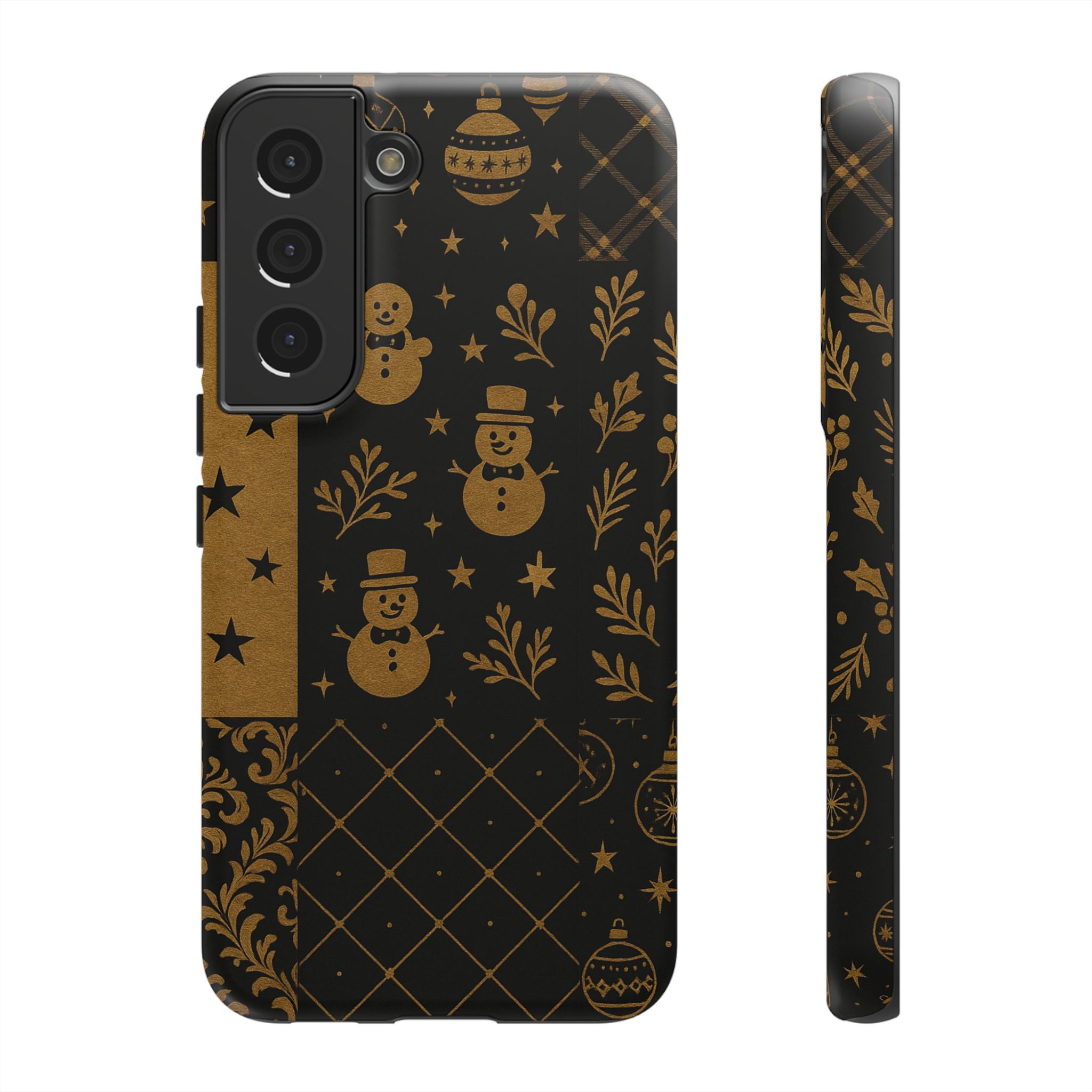 Black Festive Phone Case | Christmas Gift | Holiday Decor | Snowman Design | Tough Cases | Winter Celebration Samsung Galaxy S22 Matte