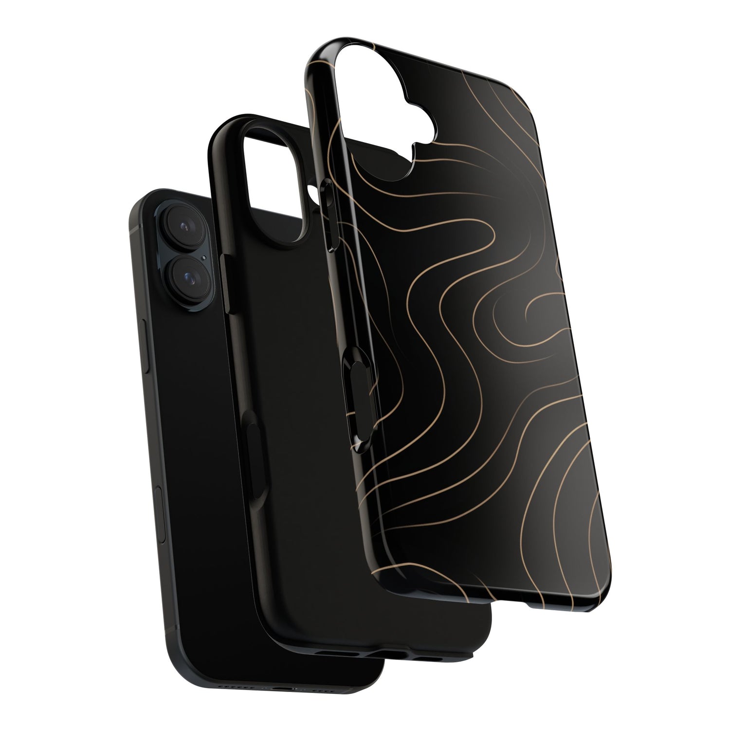 Noir Topograph - Black Minimalist Line Art Phone Case