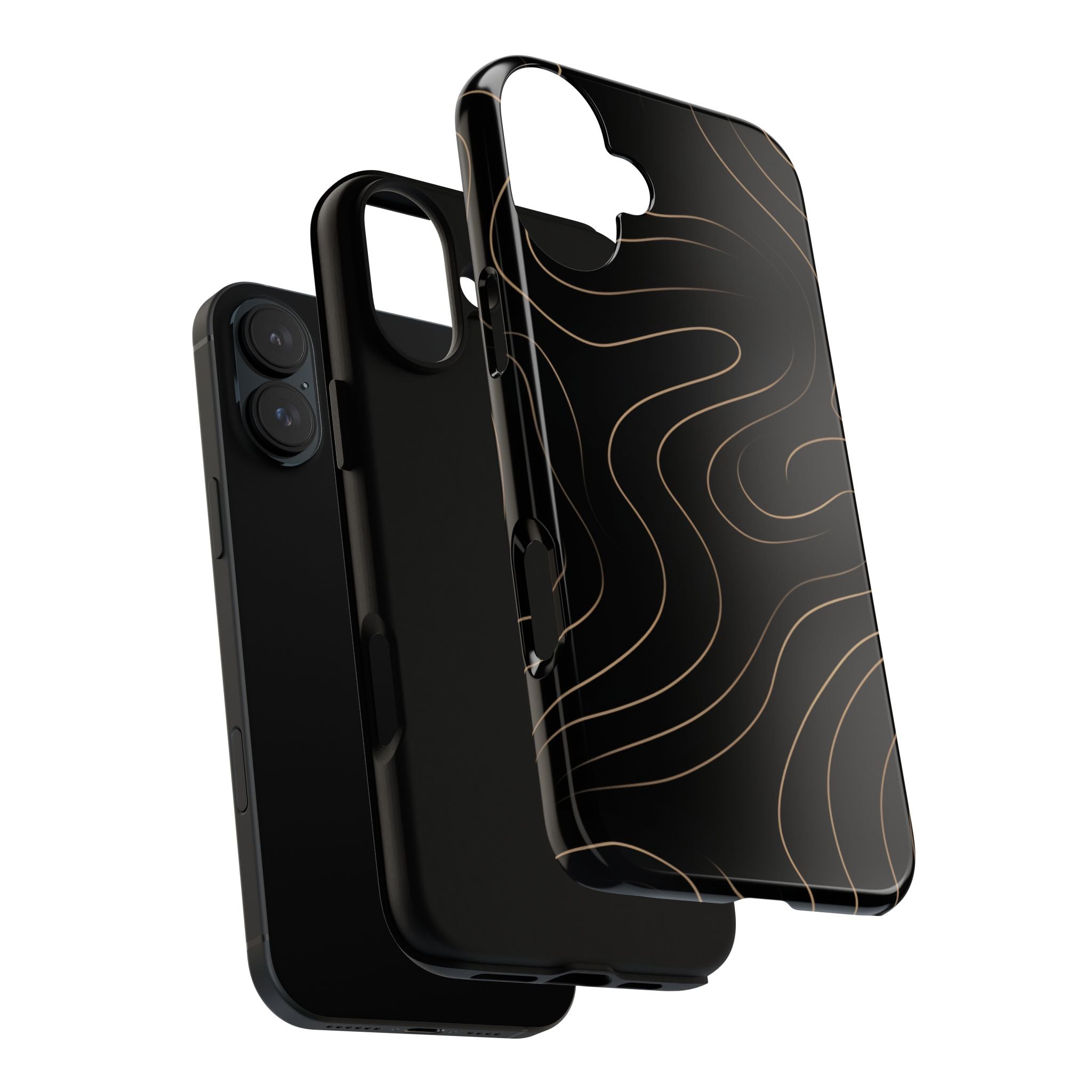 Noir Topograph - Black Minimalist Line Art Phone Case