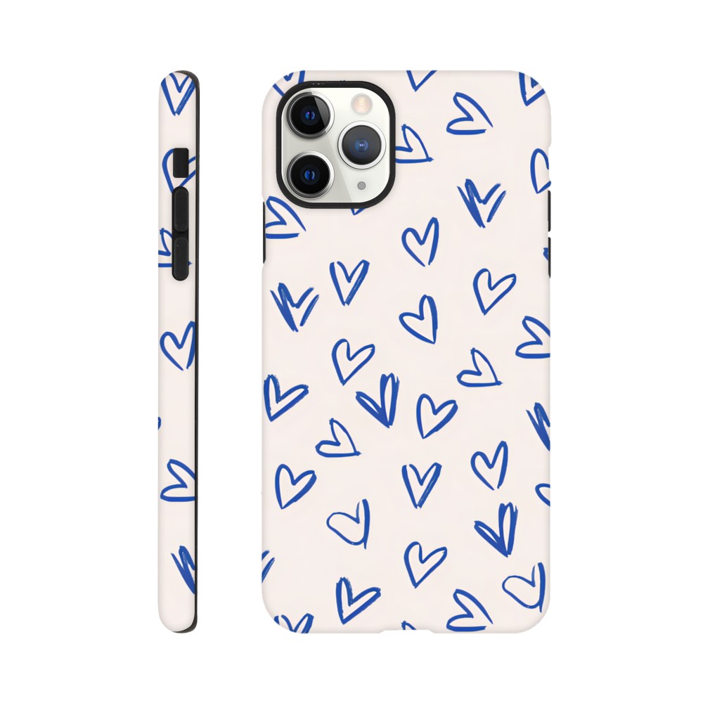 Blue Hearts Phone Case - Cute Minimalist Pattern for iPhone & Samsung | Romantic Design Protection iPhone 11 Pro Max