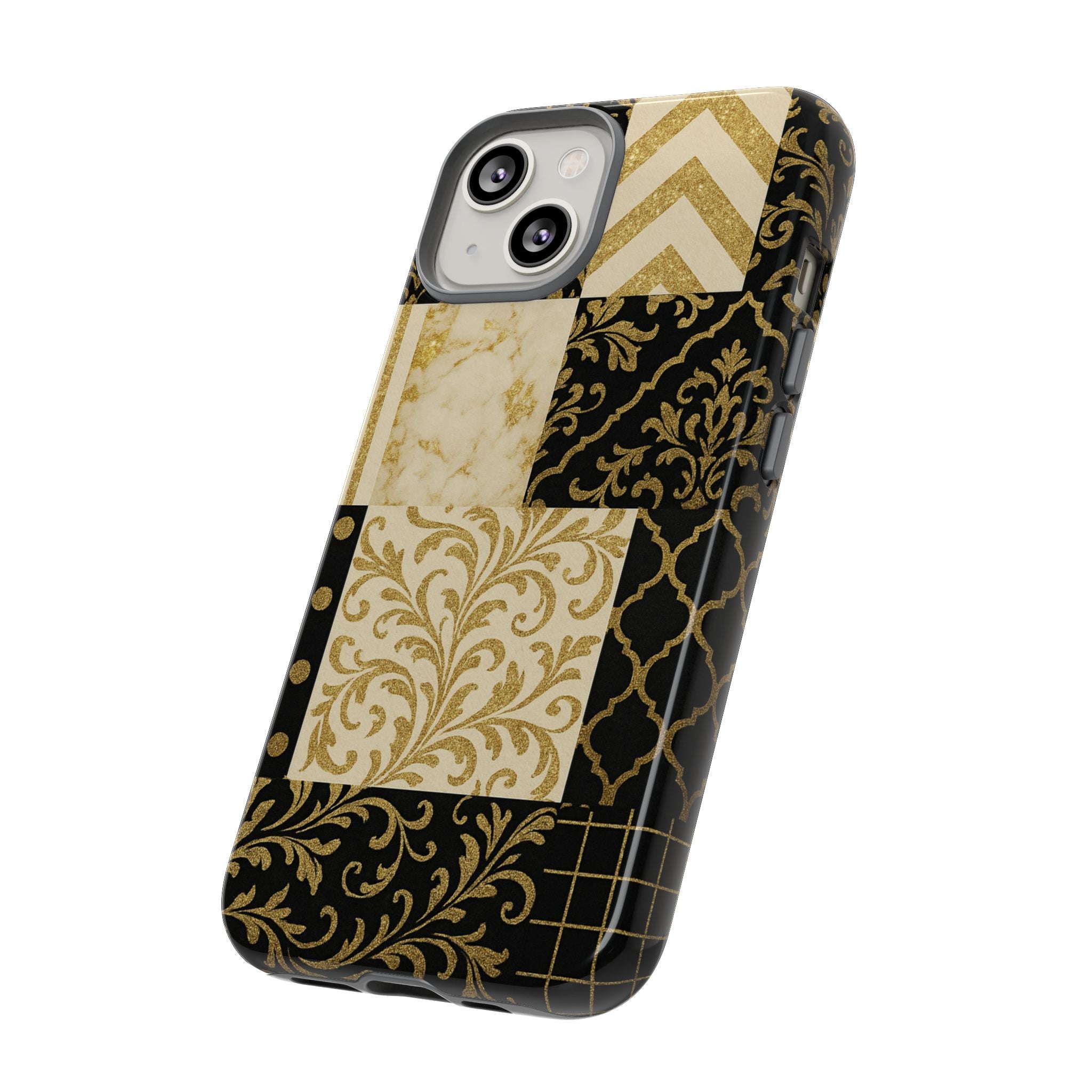 Phone Case, Luxury Black and Gold Festive Design for Christmas Gift, Holiday Decor, Tough Cases, Winter Celebration, Elegant iPhone Cover