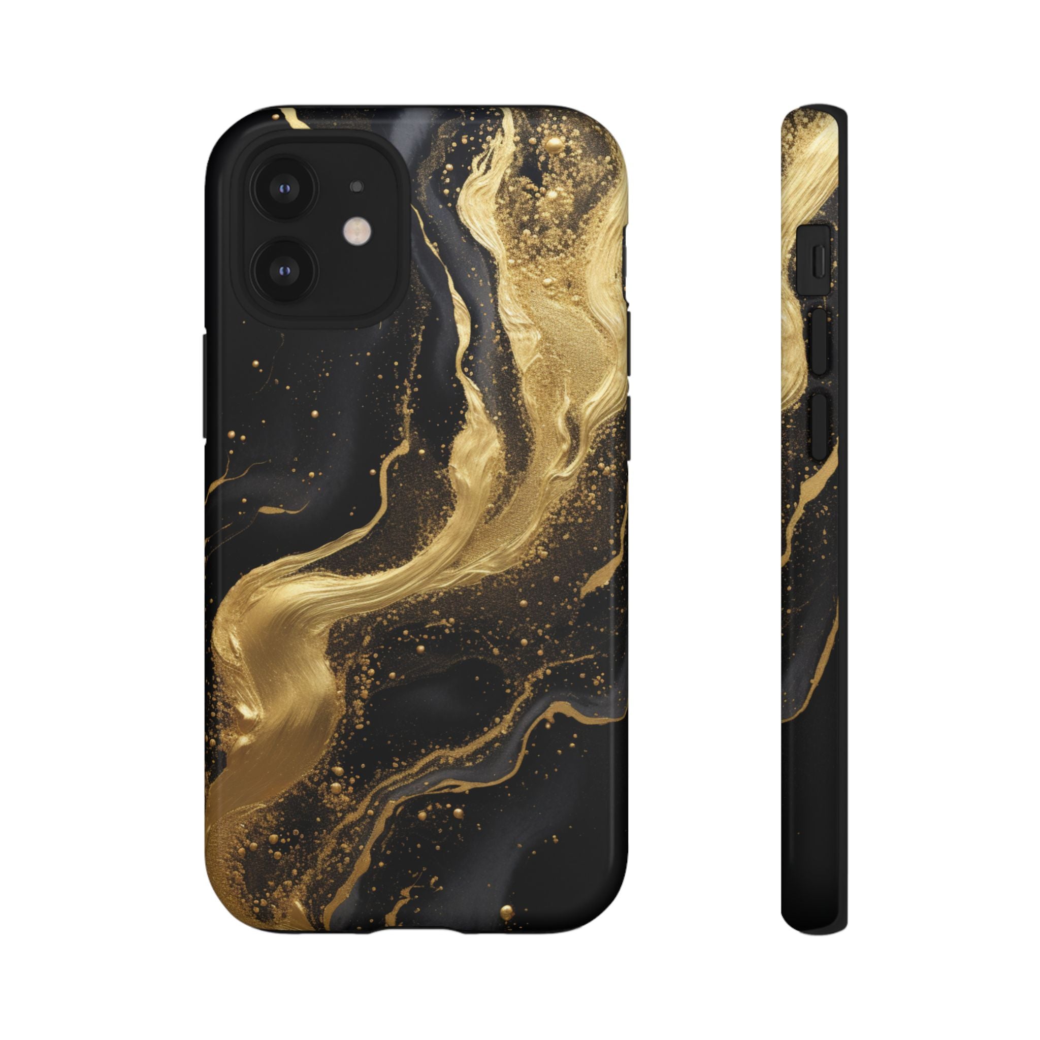 Golden Flow - Black & Gold Marble Luxe Phone Case iPhone 12 Mini Glossy