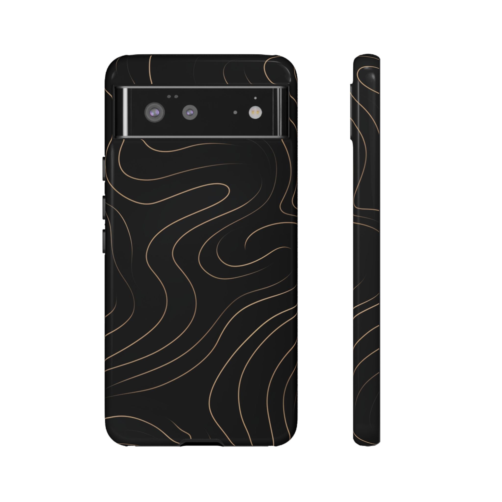 Noir Topograph - Black Minimalist Line Art Phone Case Google Pixel 6 Glossy