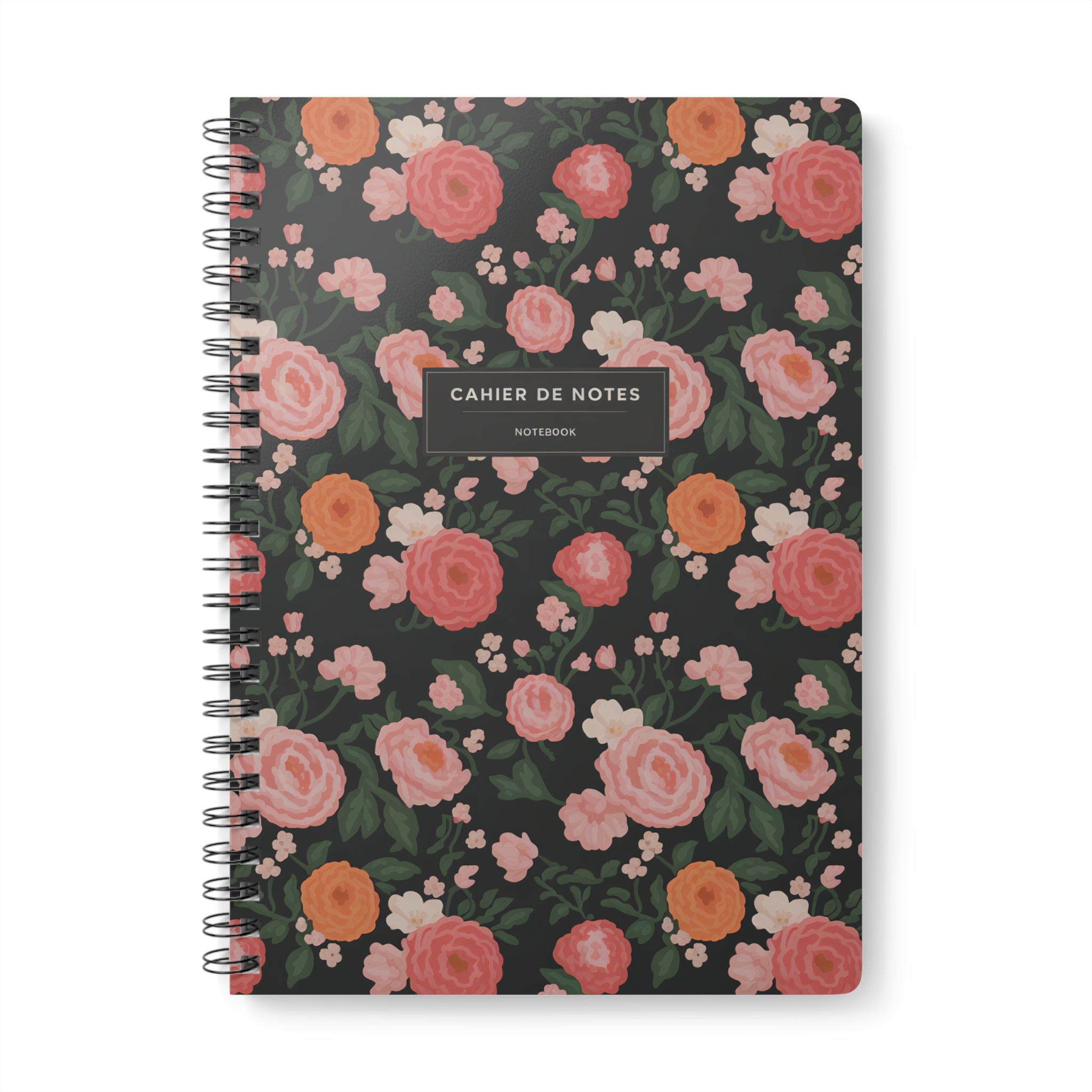 Elegant Floral Notebook | Cahier de Notes | A5 Spiral Bound Journal for Writing & Planning, for Students, Gifts, Bullet Journaling