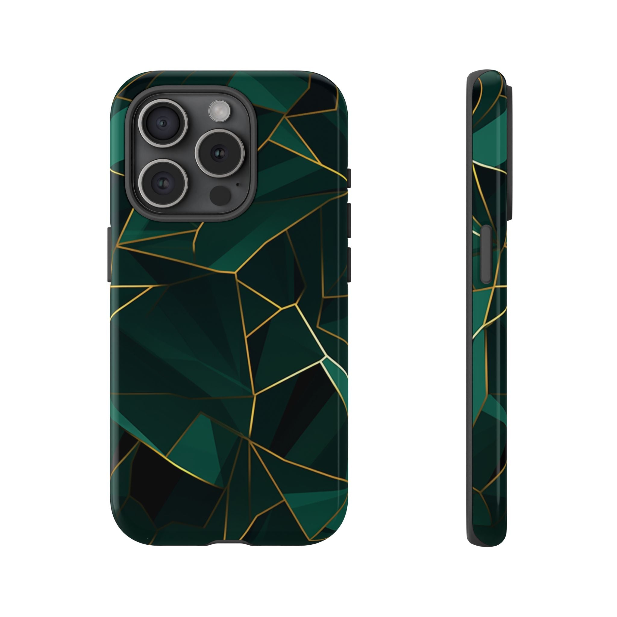 Emerald Veil - Geometric Luxe Phone Case iPhone 15 Pro Glossy