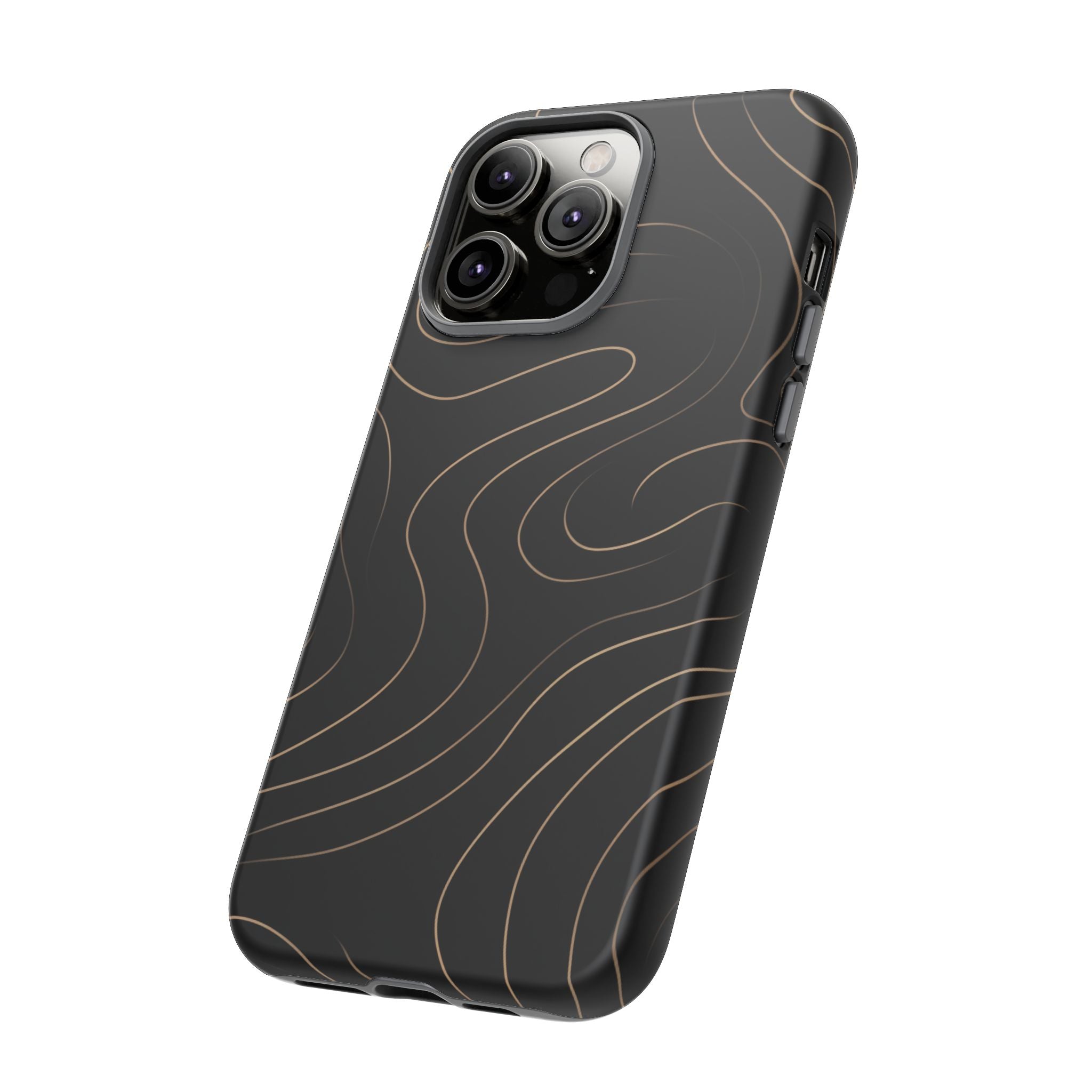 Noir Topograph - Black Minimalist Line Art Phone Case