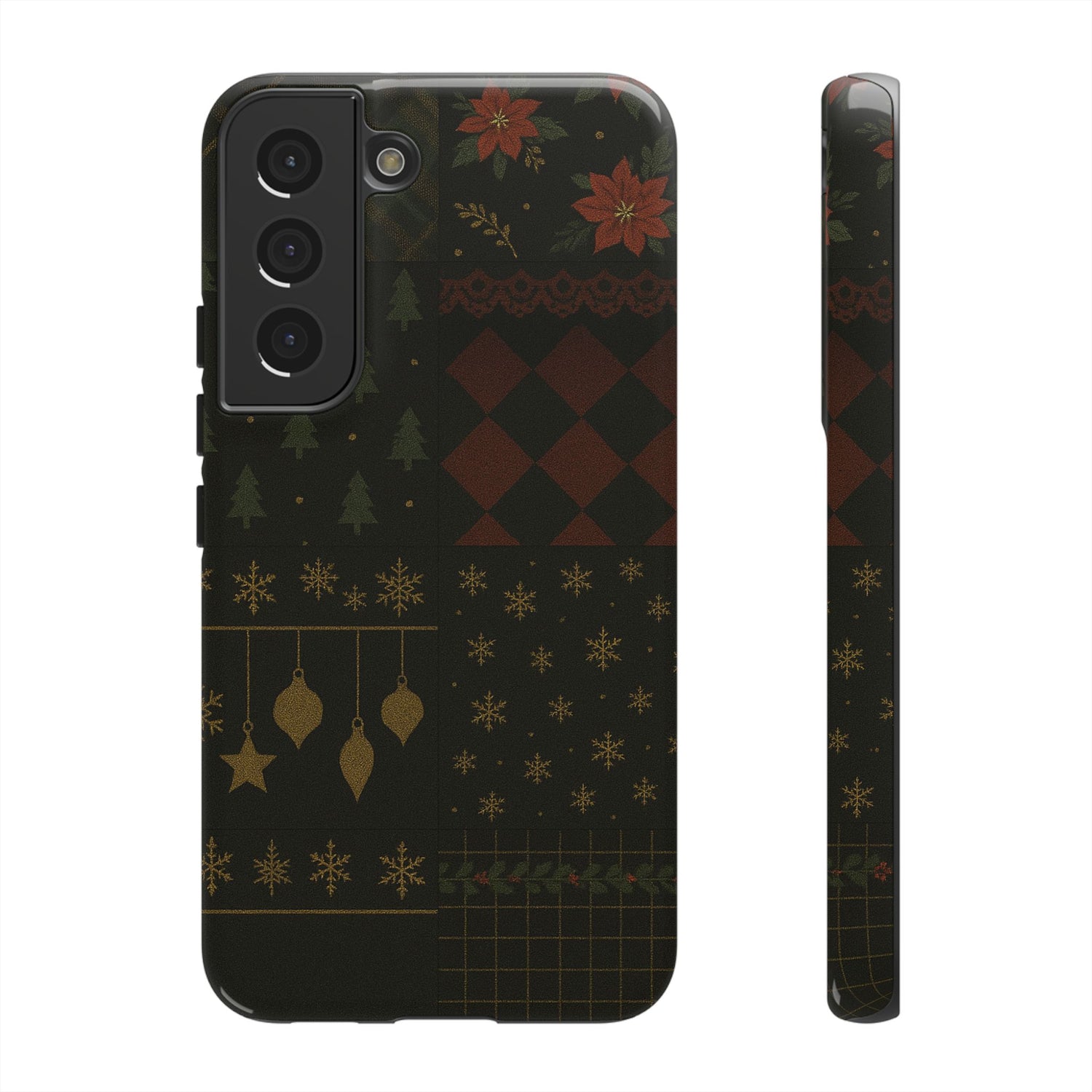 Black Luxury Phone Case for Christmas Festive Season - Tough design Samsung Galaxy S22 Glossy