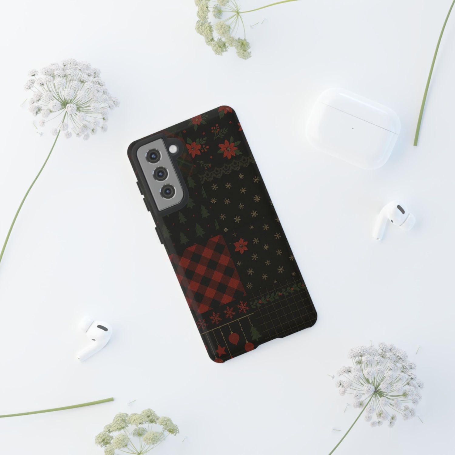 Black Festive Phone Case - Christmas Phone Cover - Tough Design