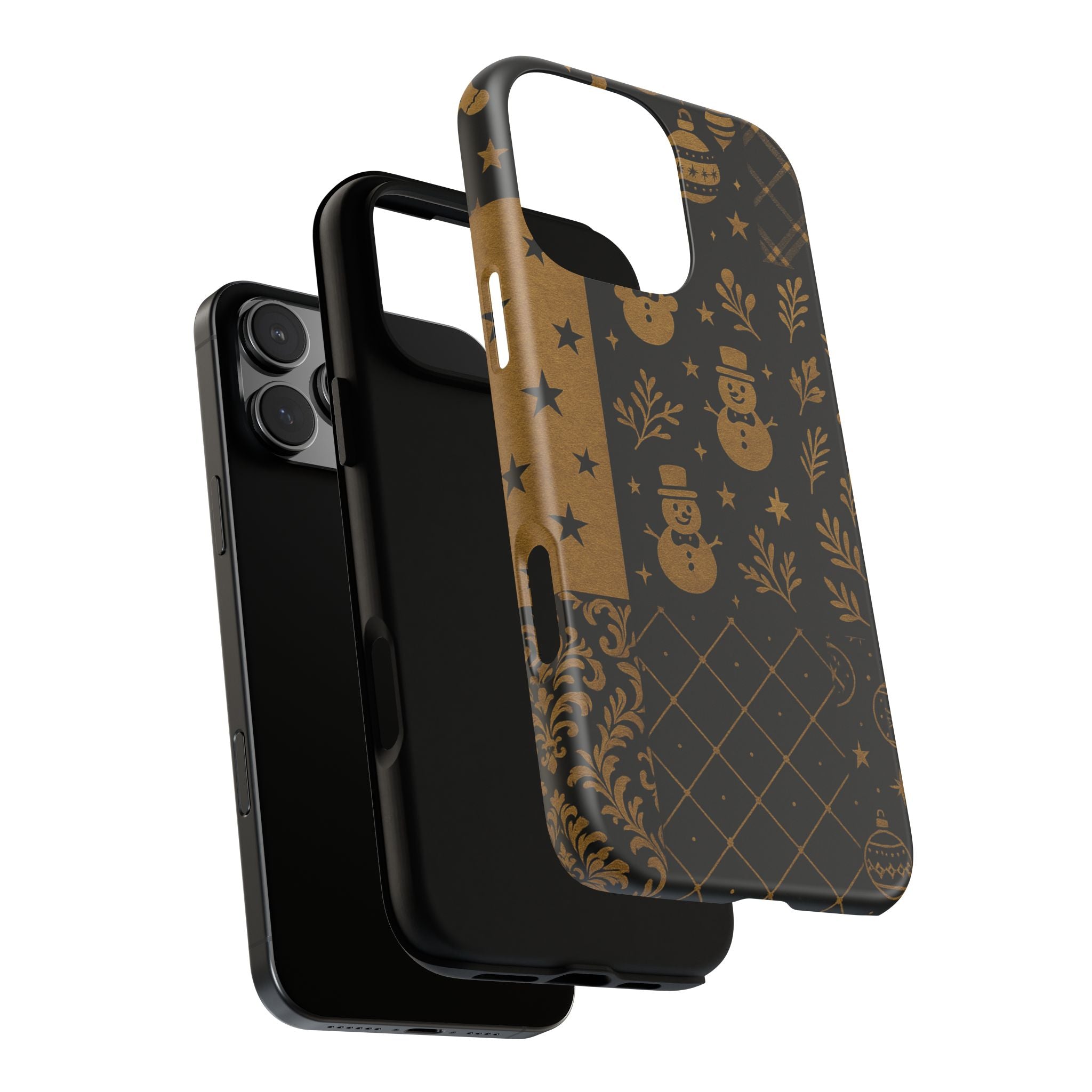 Black Festive Phone Case | Christmas Gift | Holiday Decor | Snowman Design | Tough Cases | Winter Celebration