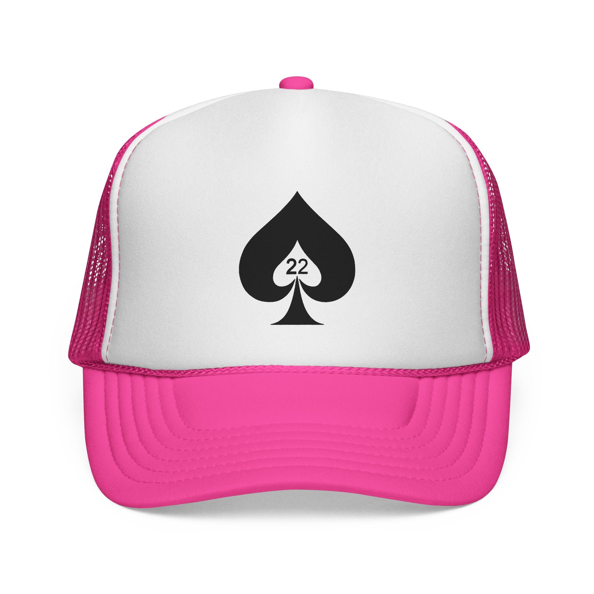 Ace of Spades Trucker Hat - Stylish Mesh Cap for Gamers, Outdoor Adventures & Festivals | Adjustable Snapback Pink One size