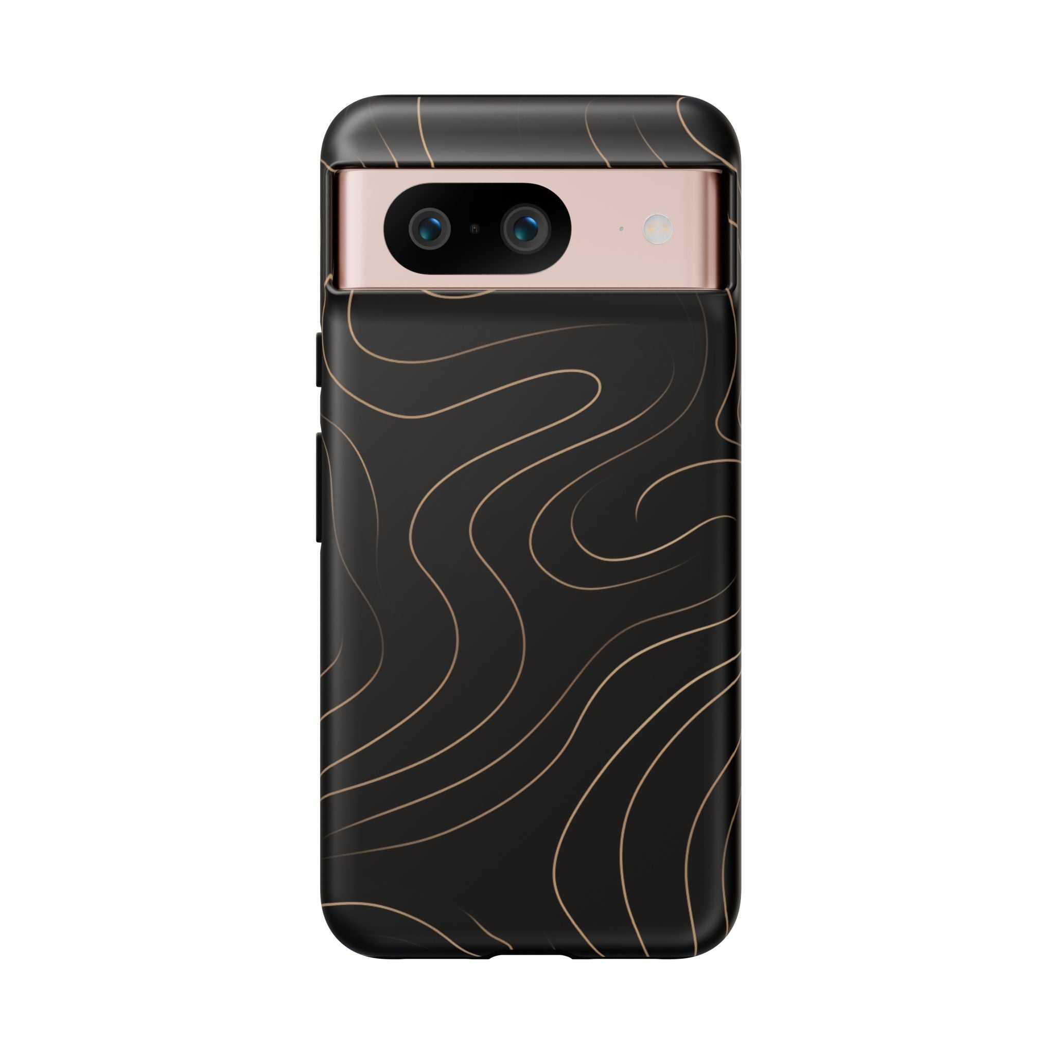 Noir Topograph - Black Minimalist Line Art Phone Case Google Pixel 8 Matte