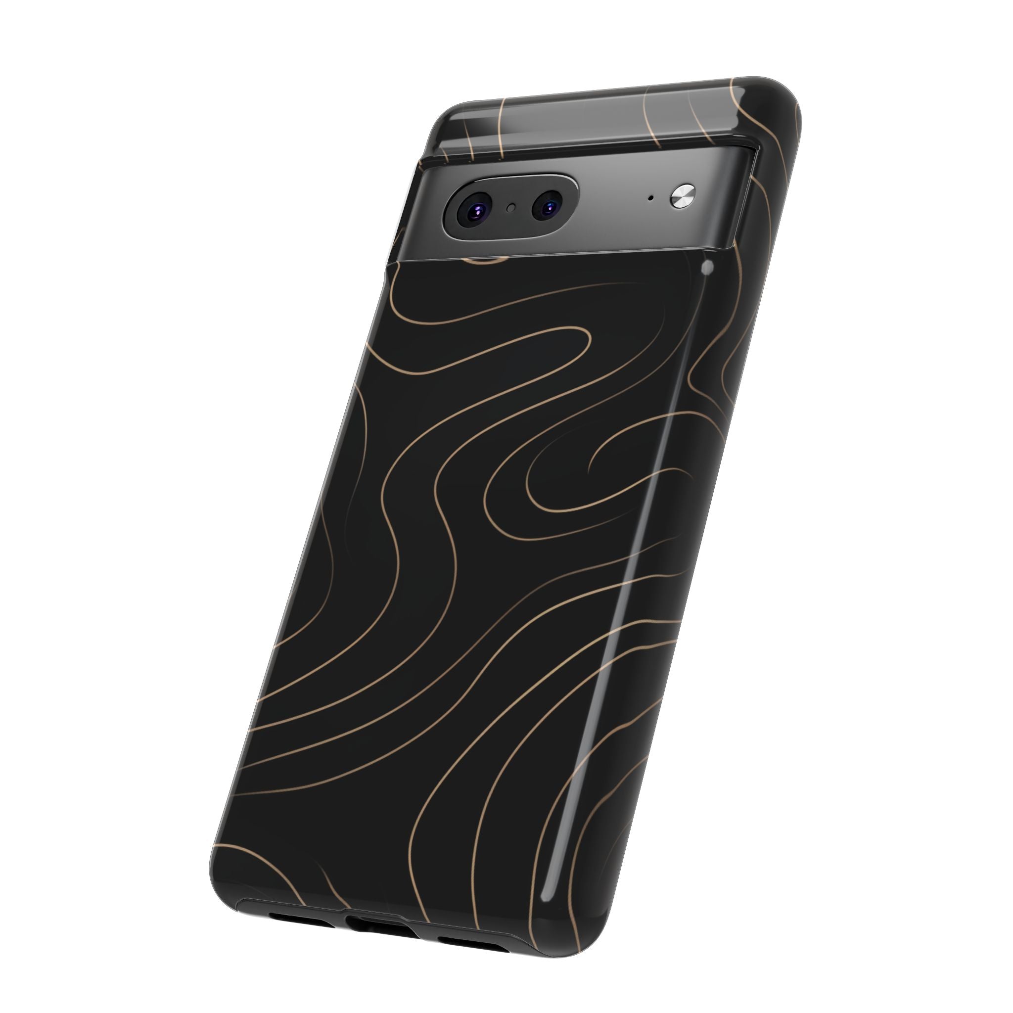 Noir Topograph - Black Minimalist Line Art Phone Case