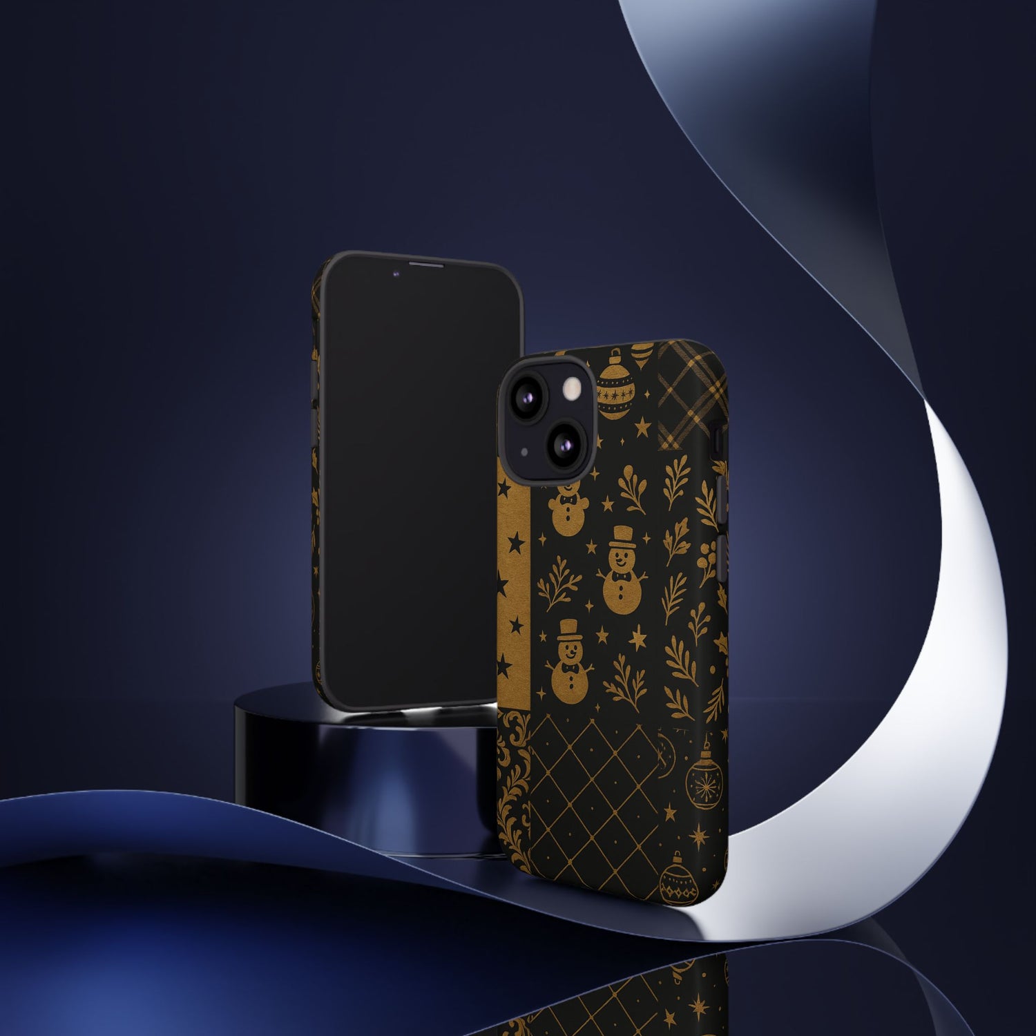 Black Festive Phone Case | Christmas Gift | Holiday Decor | Snowman Design | Tough Cases | Winter Celebration