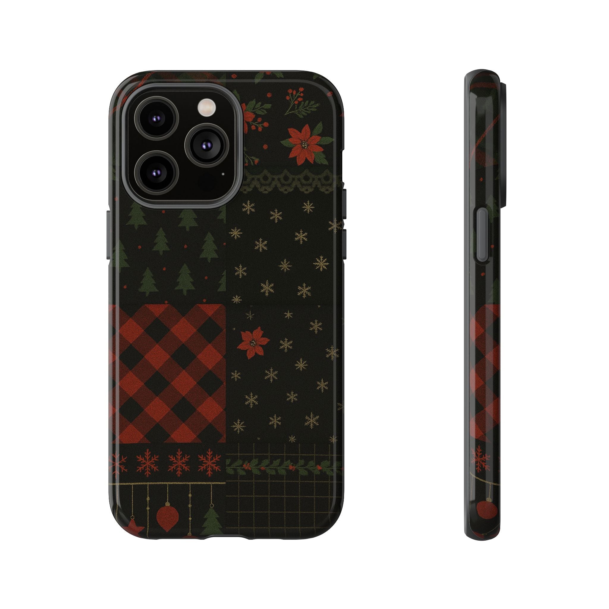 Black Festive Phone Case - Christmas Phone Cover - Tough Design iPhone 14 Pro Max Glossy