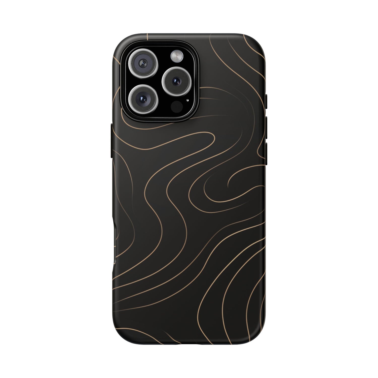 Noir Topograph - Black Minimalist Line Art Phone Case iPhone 16 Pro Max Matte
