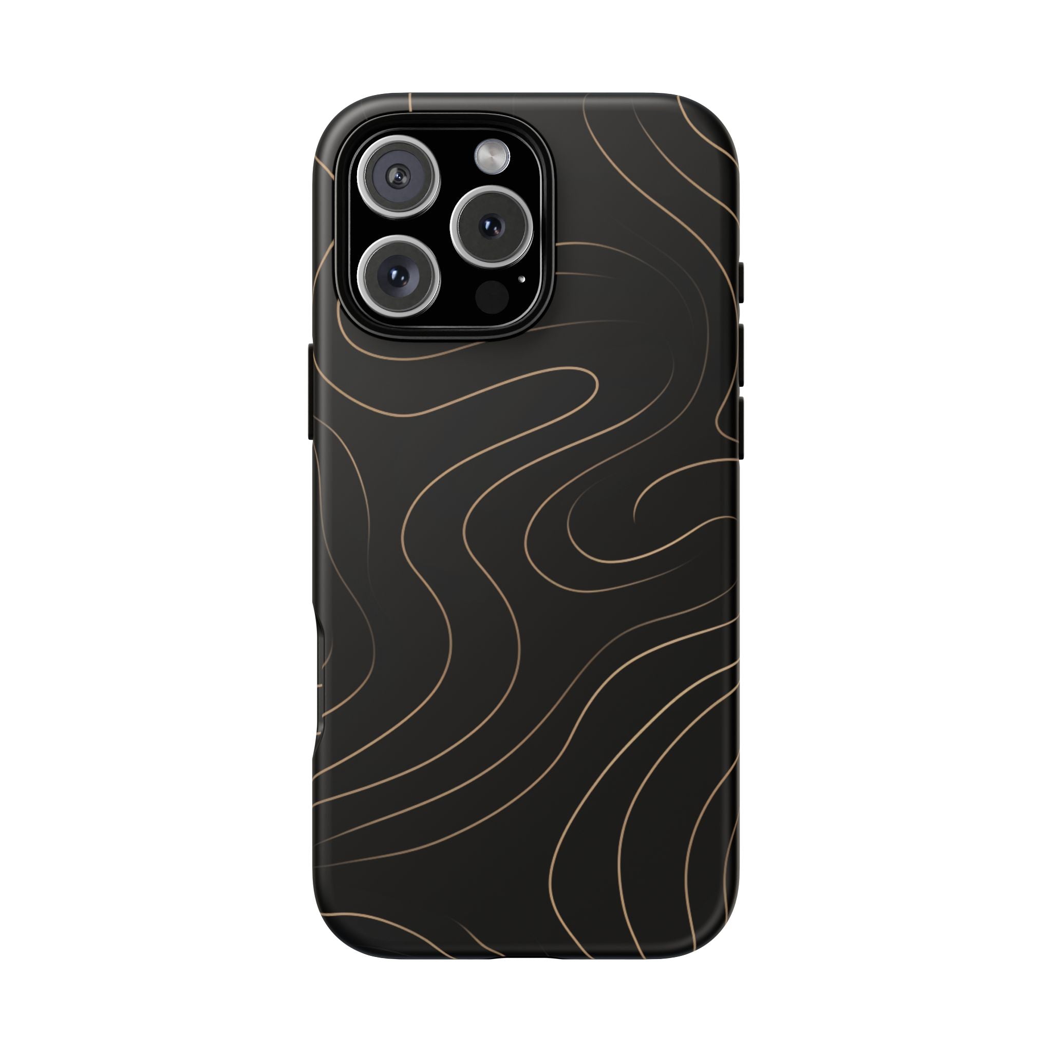 Noir Topograph - Black Minimalist Line Art Phone Case iPhone 16 Pro Max Matte