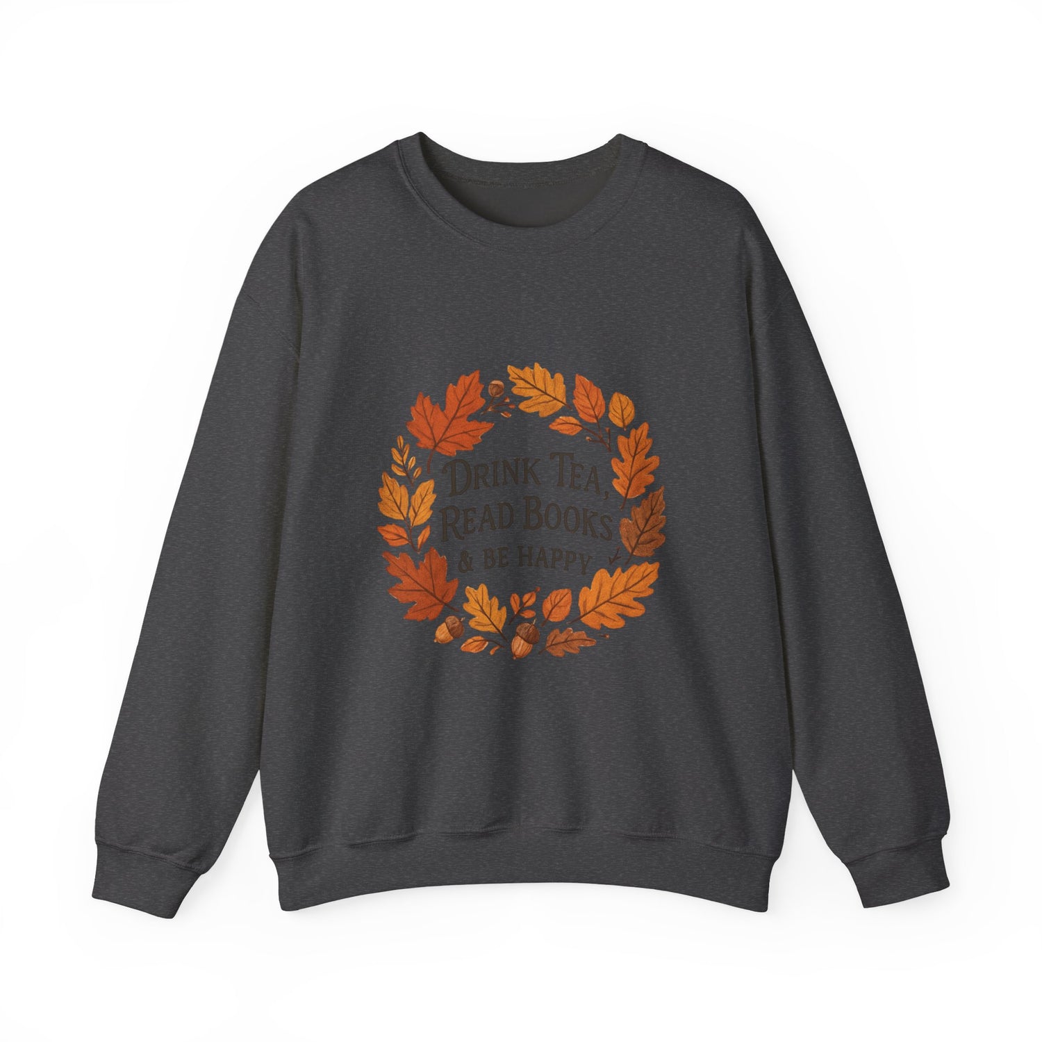 Cozy Book Lover Crewneck Sweatshirt - Fall Fashion Tea & Books Apparel | Gift for Readers Dark Heather