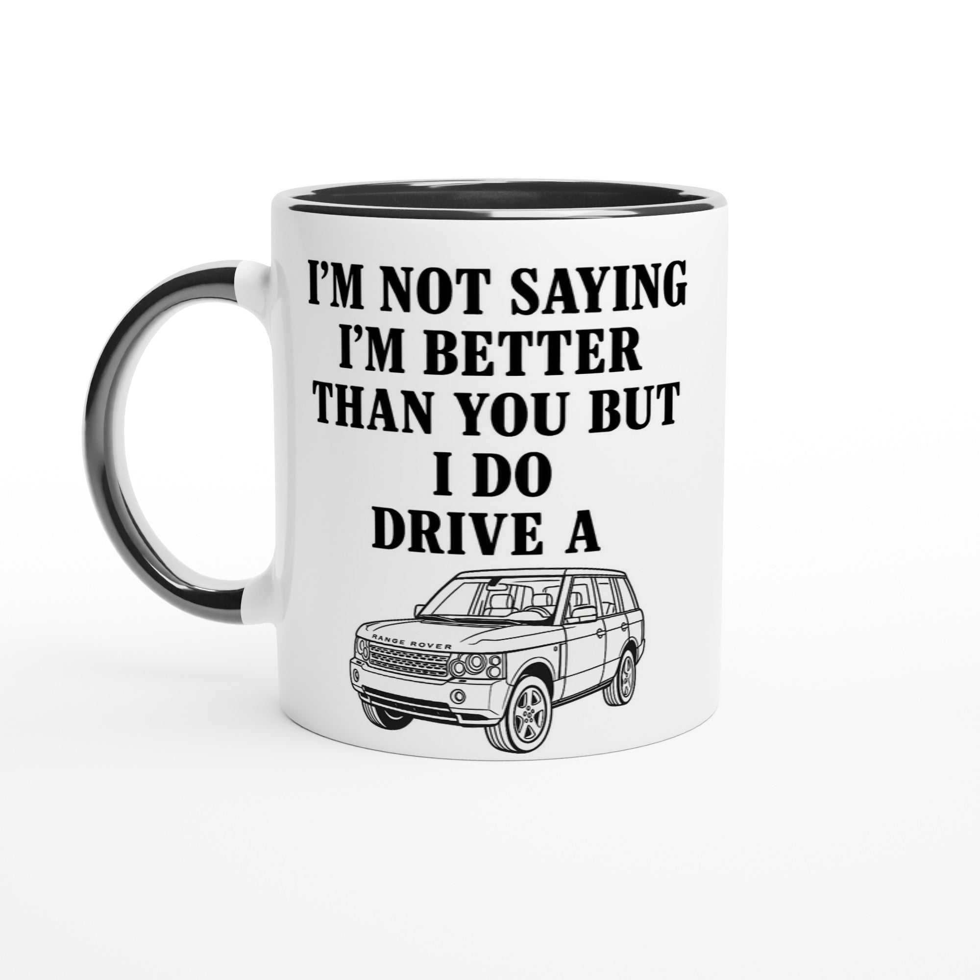 Range Rover Mug – Funny 11oz Coffee Cup for Luxury Car Lovers | Land Rover Gift Ceramic Black