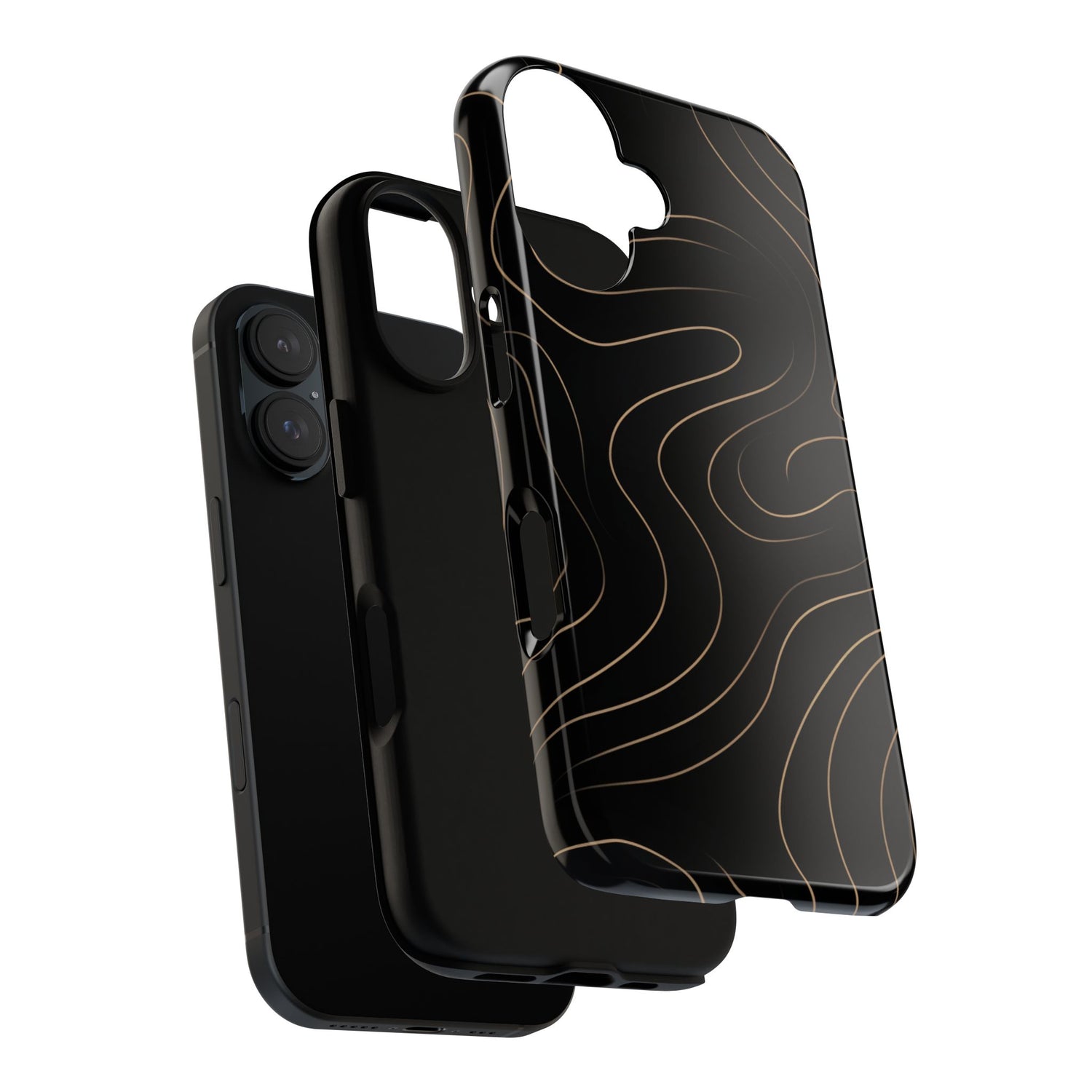 Noir Topograph - Black Minimalist Line Art Phone Case
