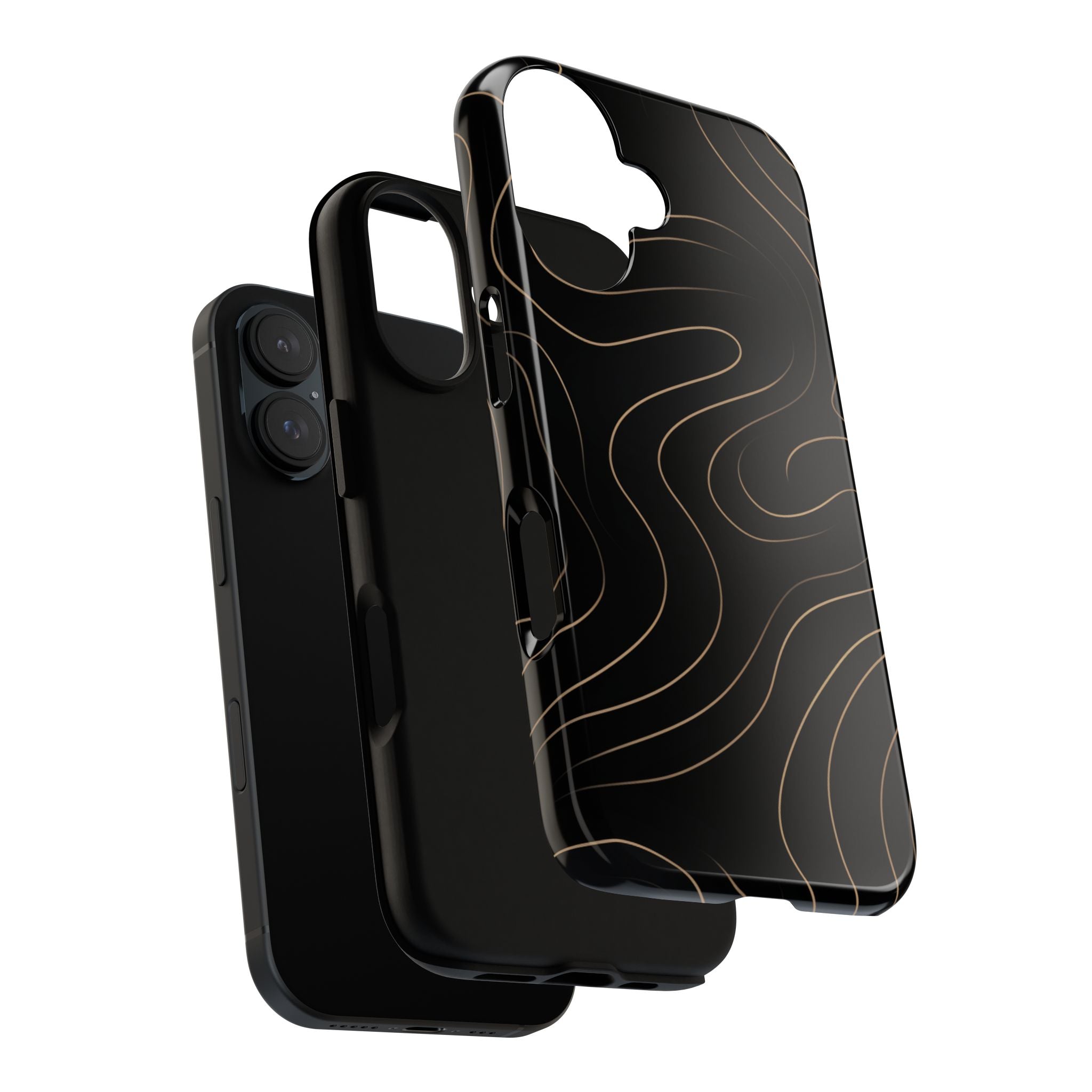 Noir Topograph - Black Minimalist Line Art Phone Case