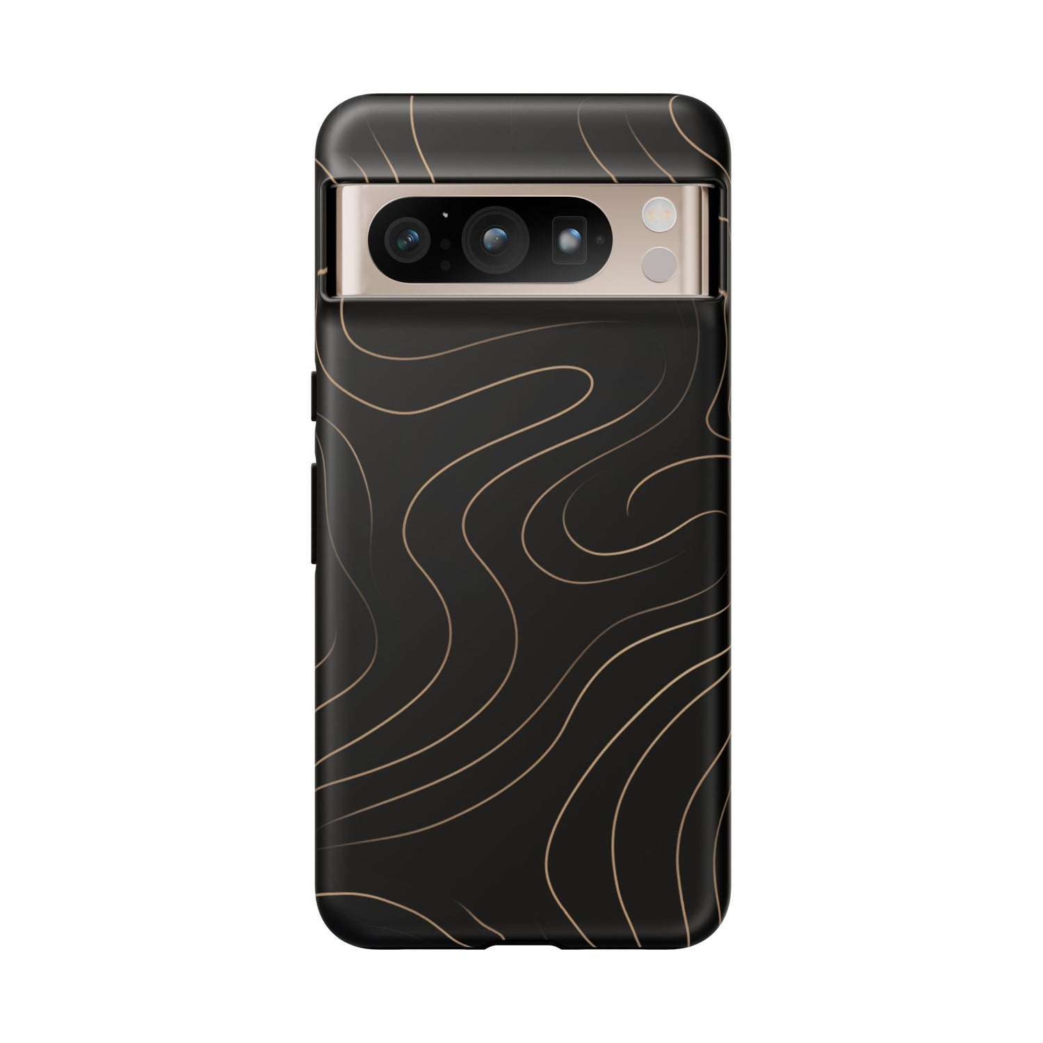 Noir Topograph - Black Minimalist Line Art Phone Case Google Pixel 8 Pro Matte