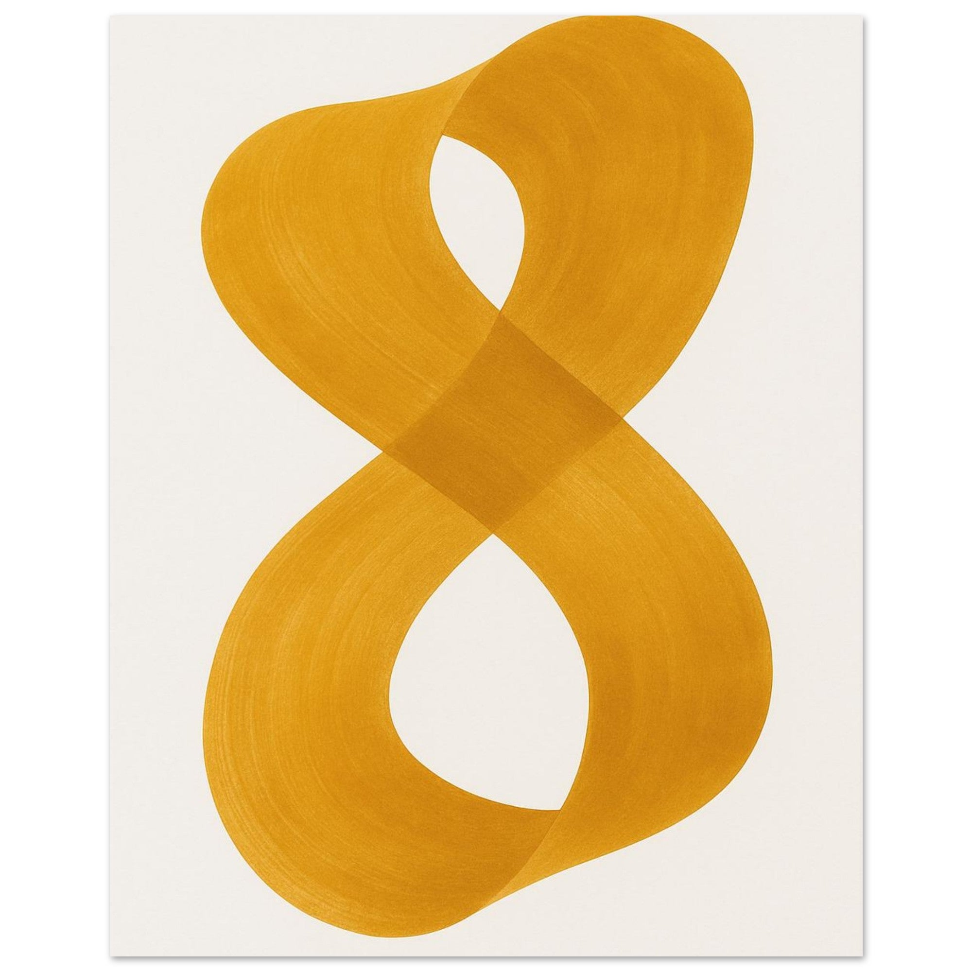 Infinity Abstract Brushstroke Art Print - Modern Minimalist Poster in Pink, Blue, Ochre, Black 40x50 cm 16x20″ Ochre