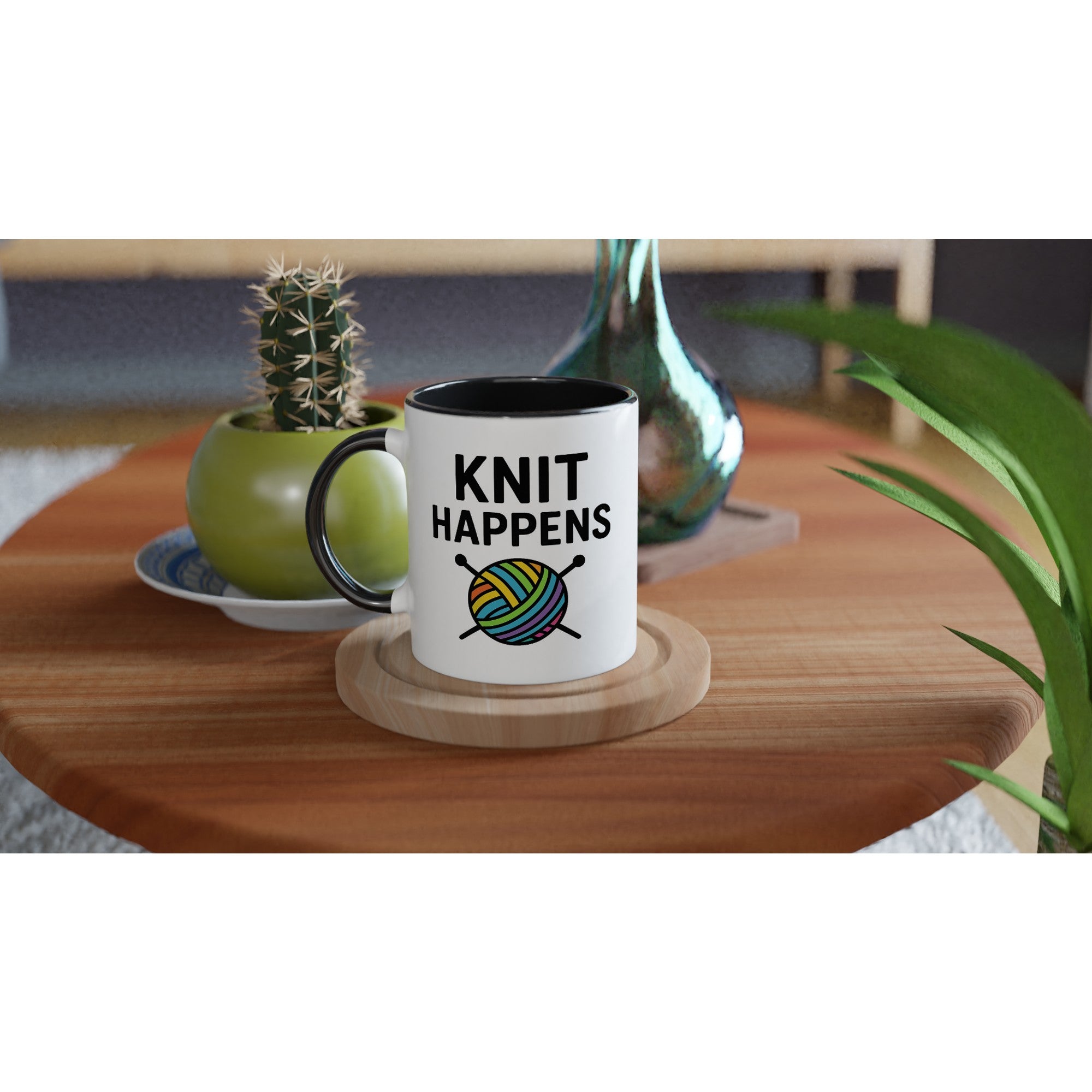 Knit Happens Mug - Perfect Gift for Knitters - Ceramic Coffee Cup for Hobby Lovers
