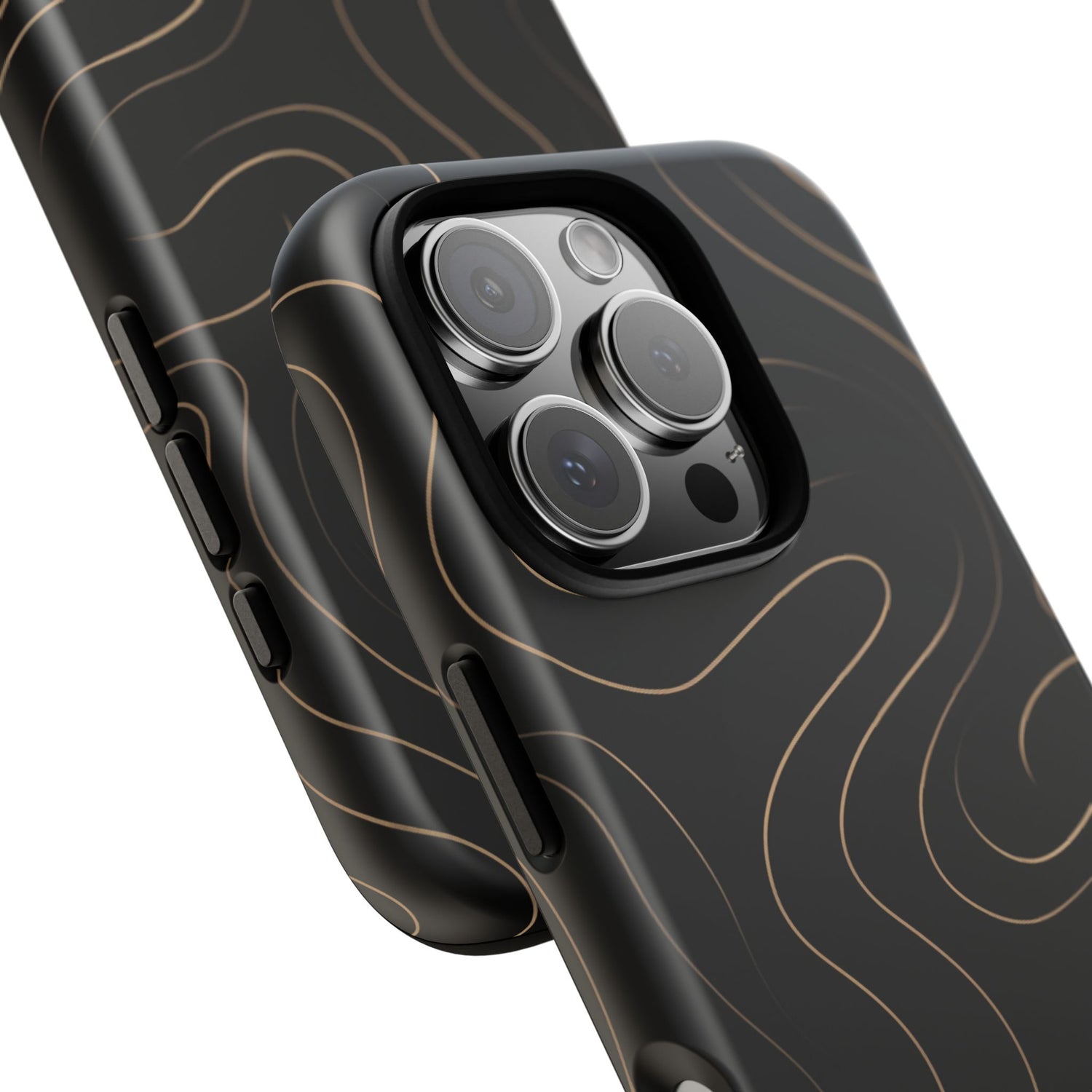 Noir Topograph - Black Minimalist Line Art Phone Case