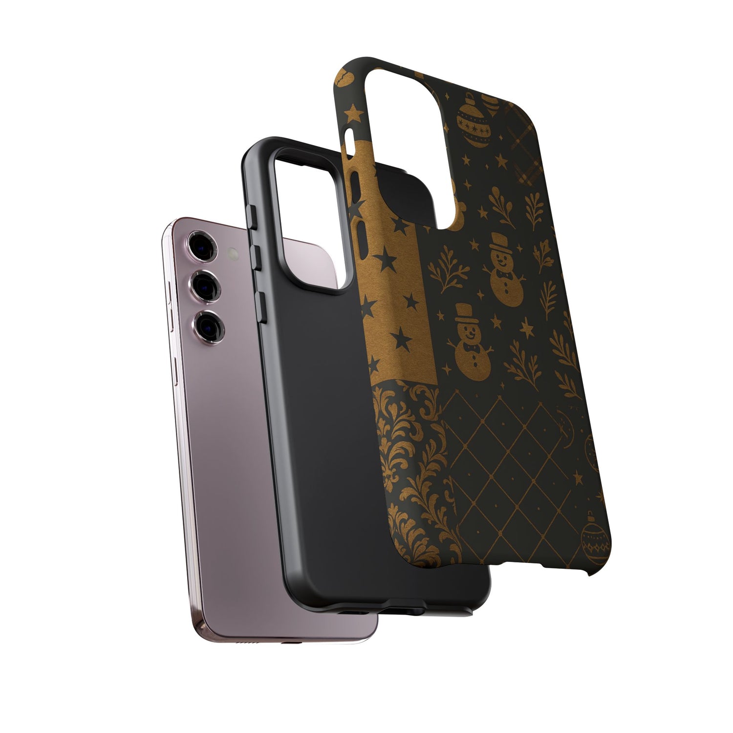 Black Festive Phone Case | Christmas Gift | Holiday Decor | Snowman Design | Tough Cases | Winter Celebration