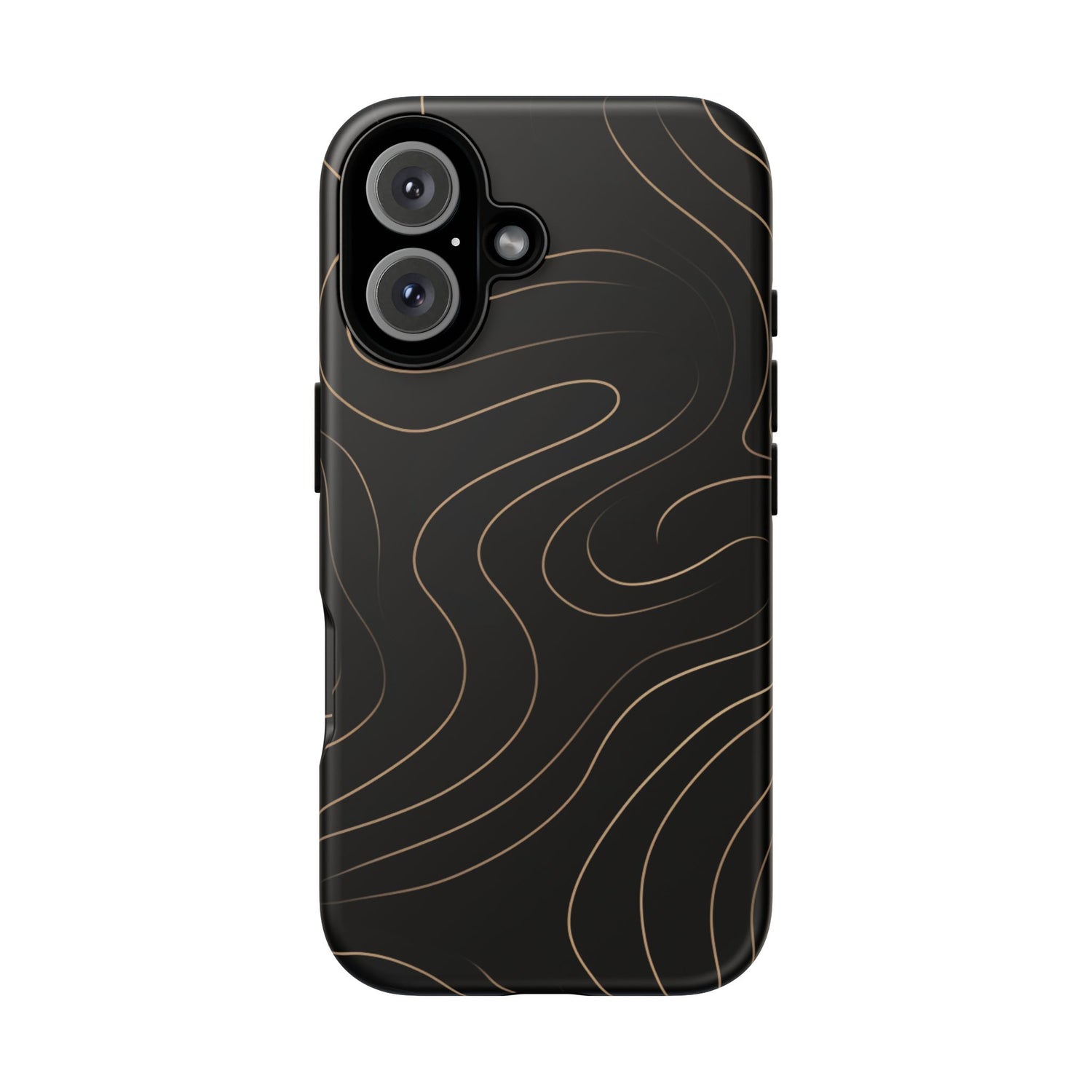 Noir Topograph - Black Minimalist Line Art Phone Case iPhone 16 Matte