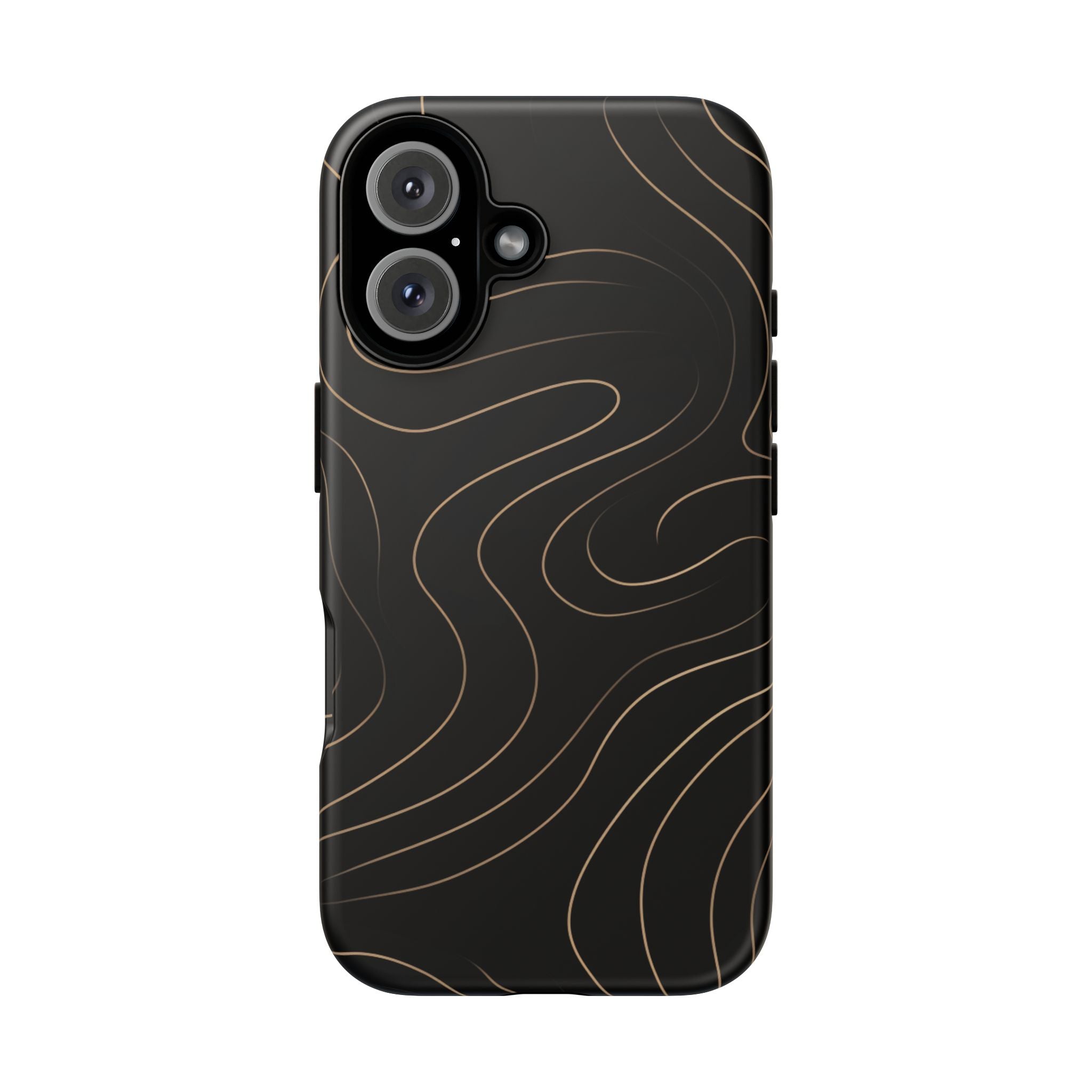 Noir Topograph - Black Minimalist Line Art Phone Case iPhone 16 Matte