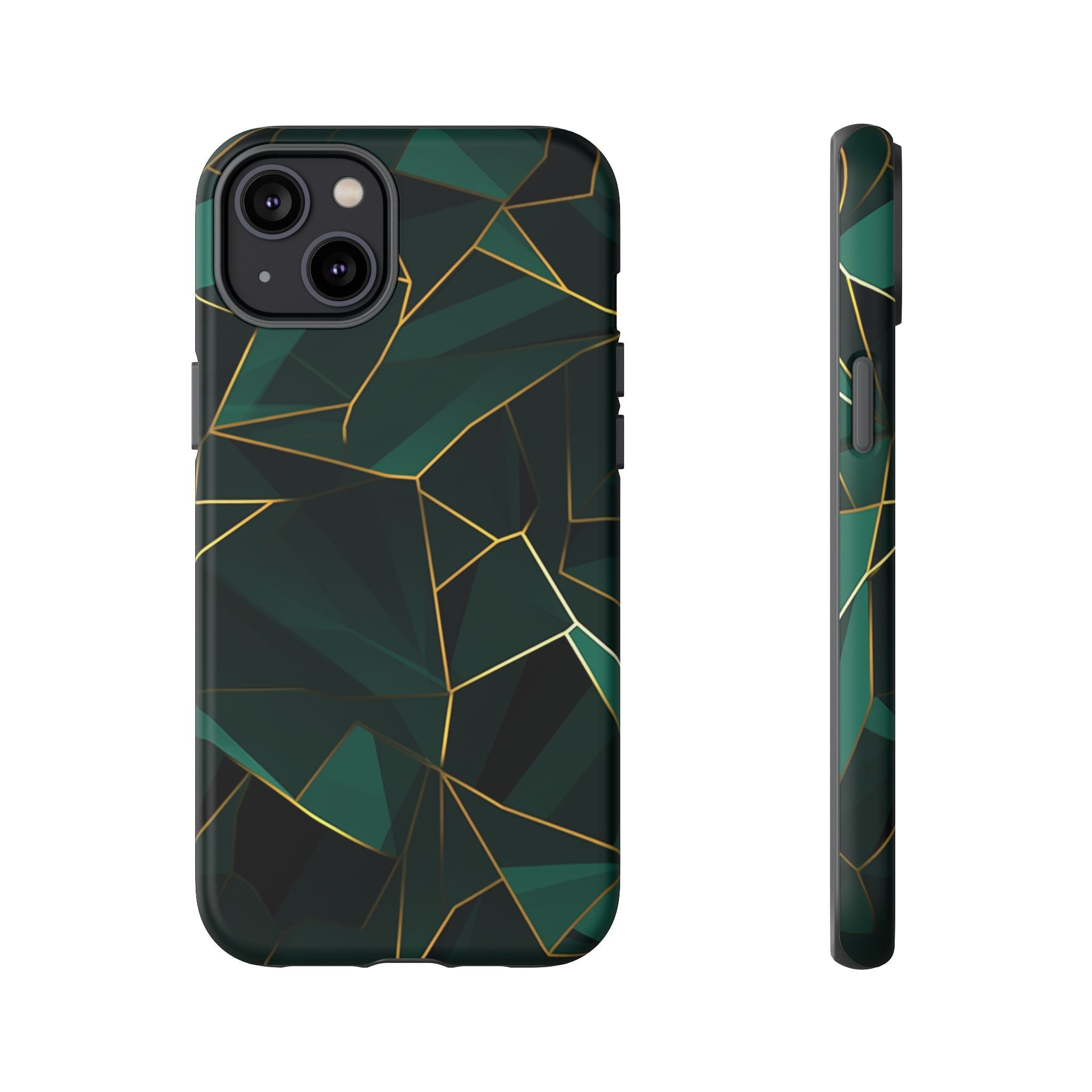 Emerald Veil - Geometric Luxe Phone Case iPhone 14 Plus Matte