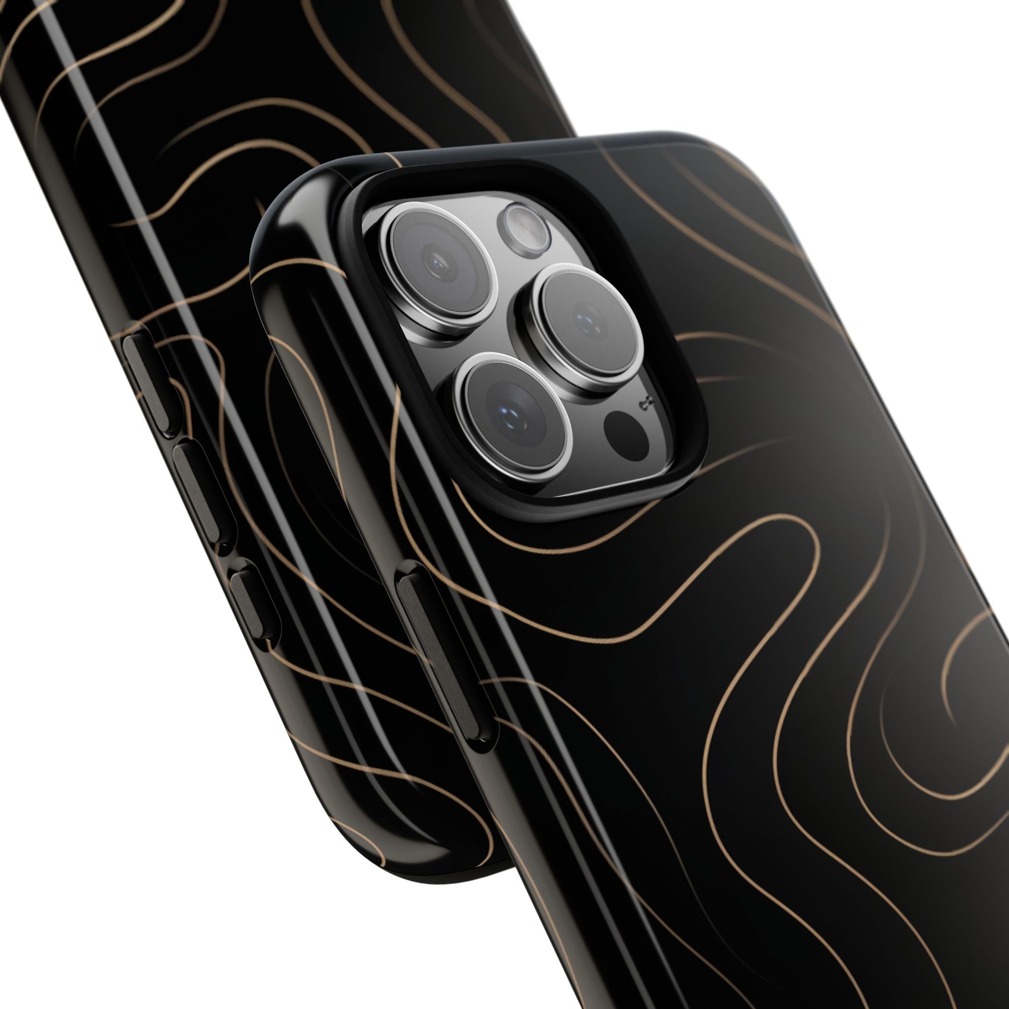 Noir Topograph - Black Minimalist Line Art Phone Case
