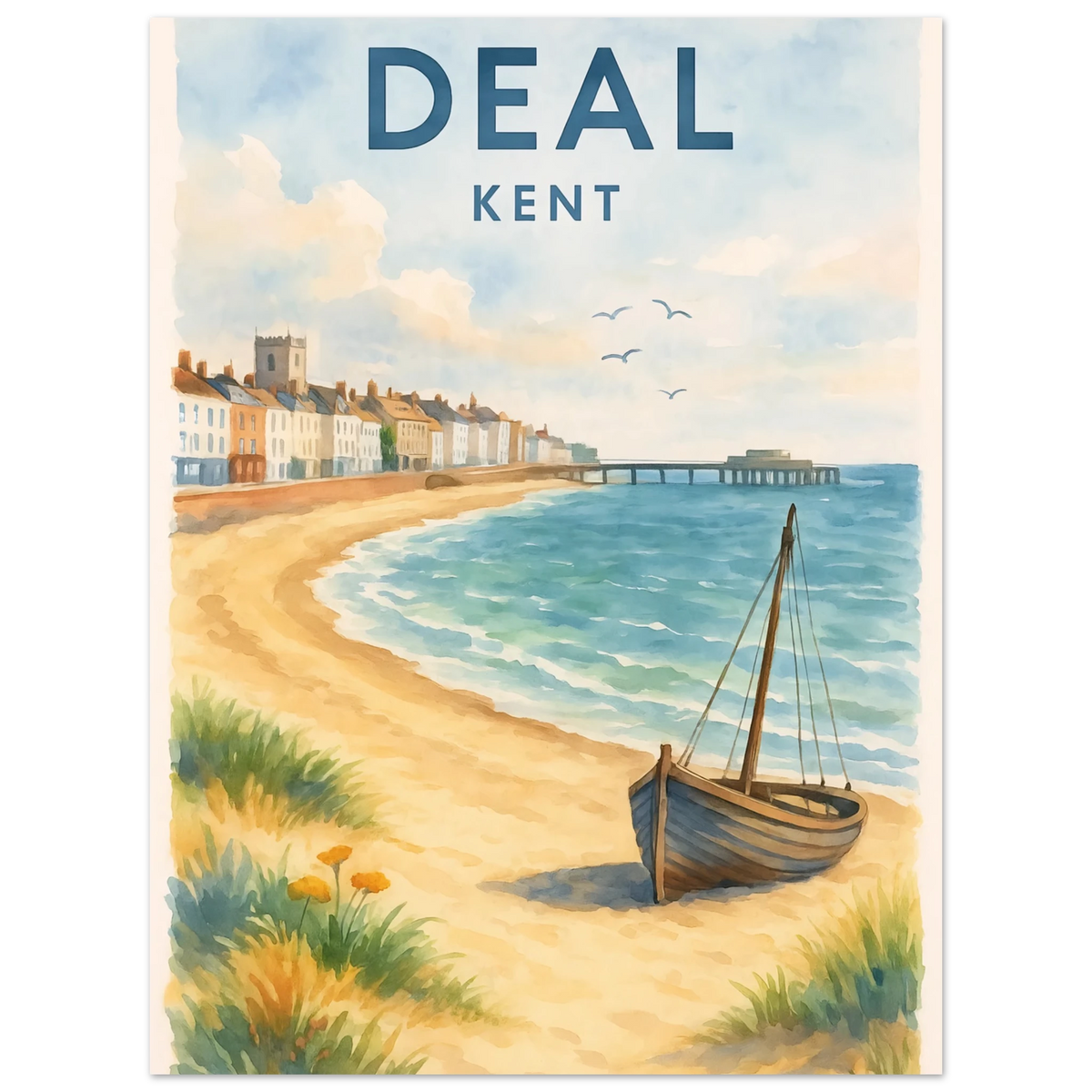 Kent Travel Poster | Watercolor Kentish Wall Art Print 45x60 cm 18x24″