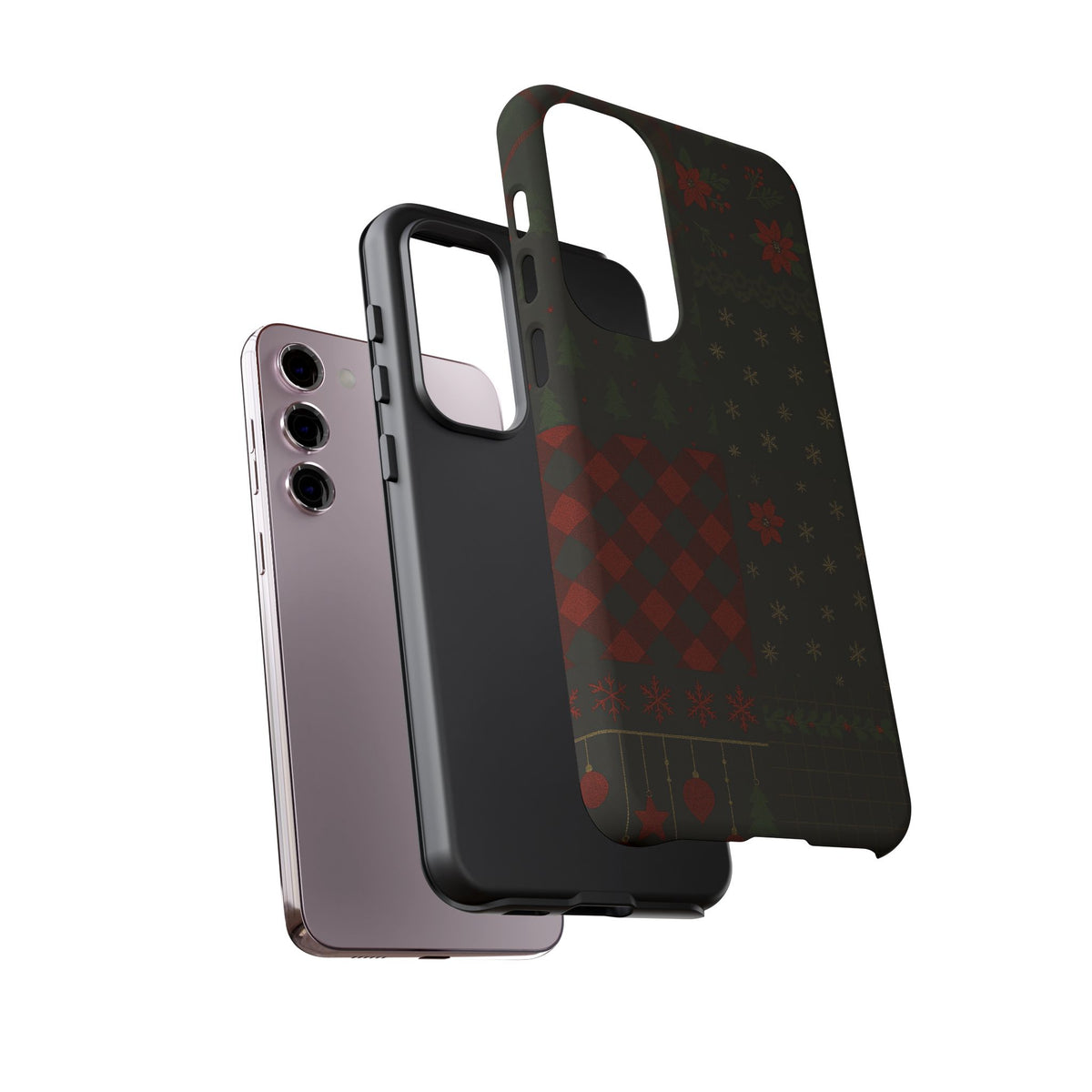 Black Festive Phone Case - Christmas Phone Cover - Tough Design