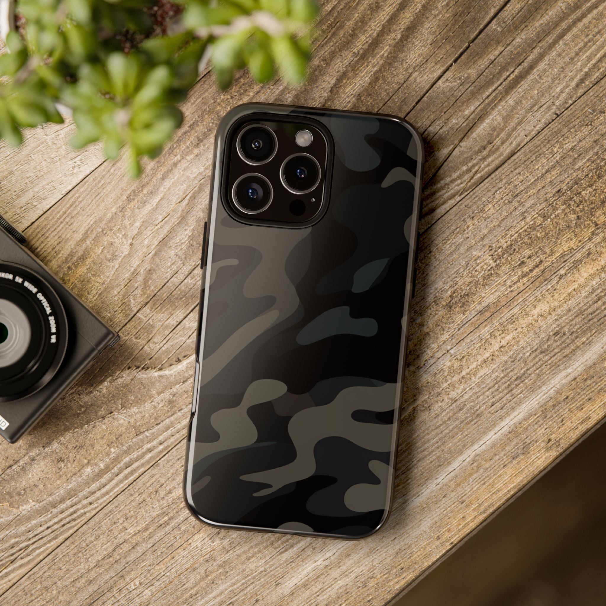 Black Camouflage Phone Case for iPhone, Samsung and Google Pixel