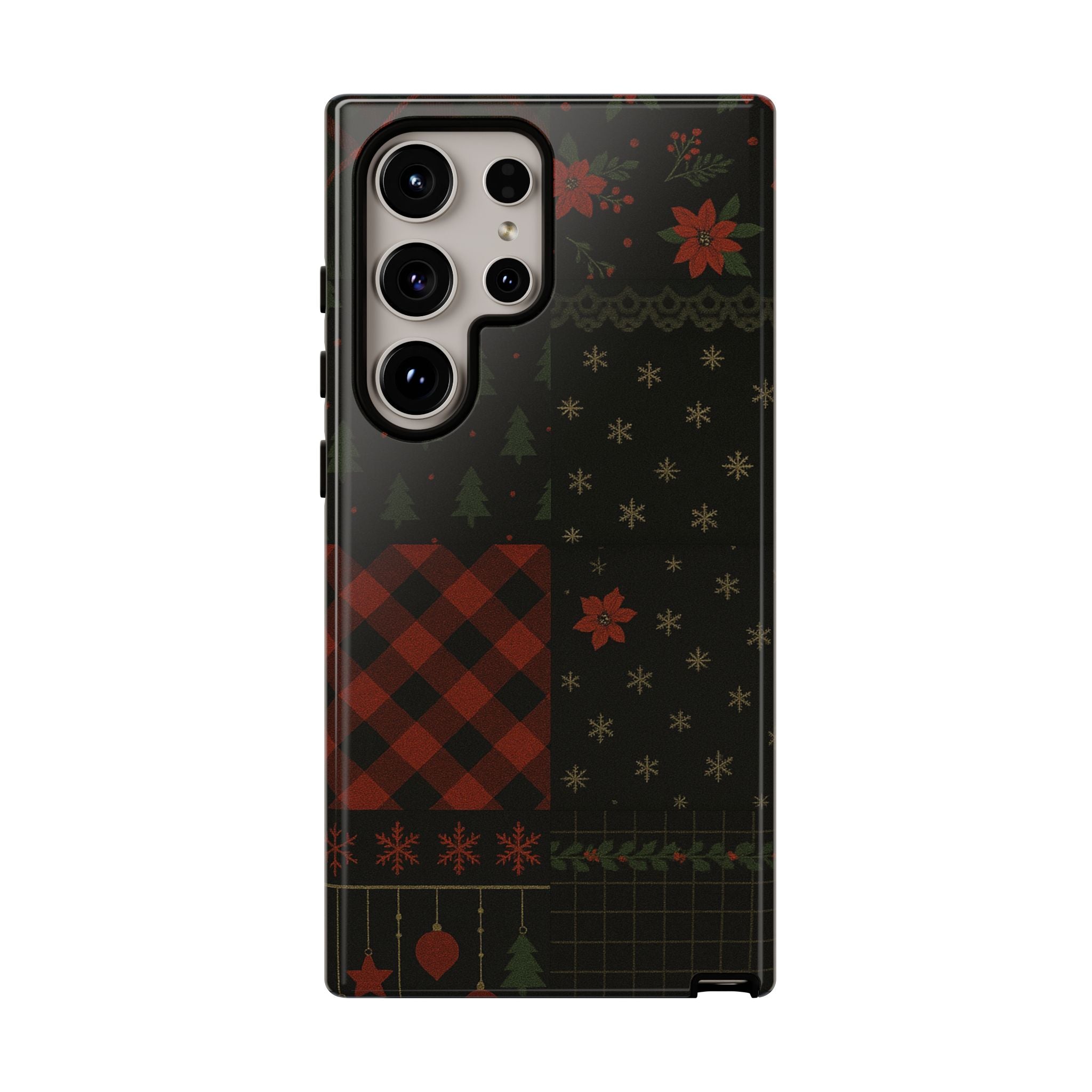 Black Festive Phone Case - Christmas Phone Cover - Tough Design Samsung Galaxy S24 Ultra Glossy