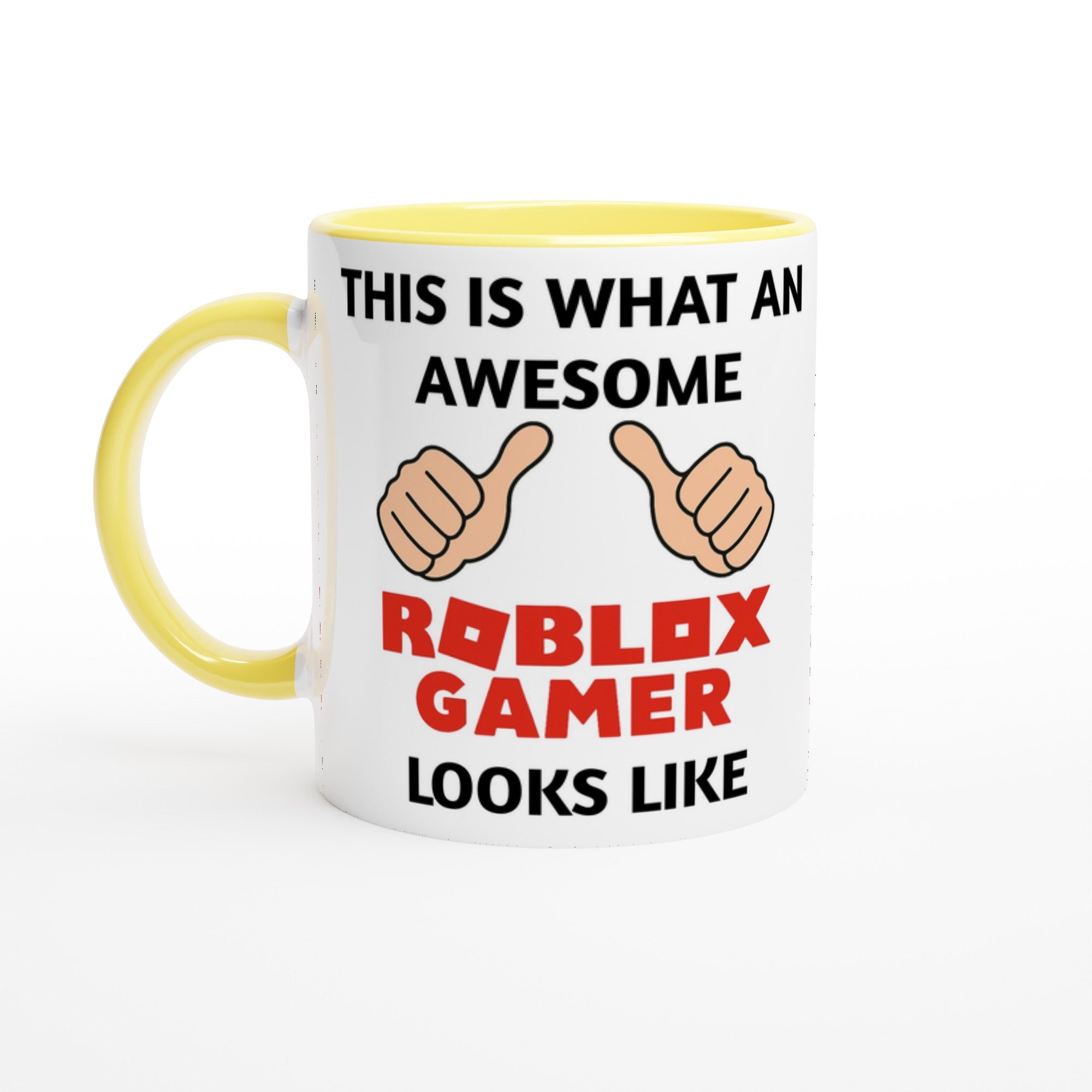 Roblox Gamer Mug – Funny Gift for Kids & Teens – This Is What an Awesome Roblox Gamer Looks Like – 11oz Coffee Cup for Gamers Ceramic Yellow