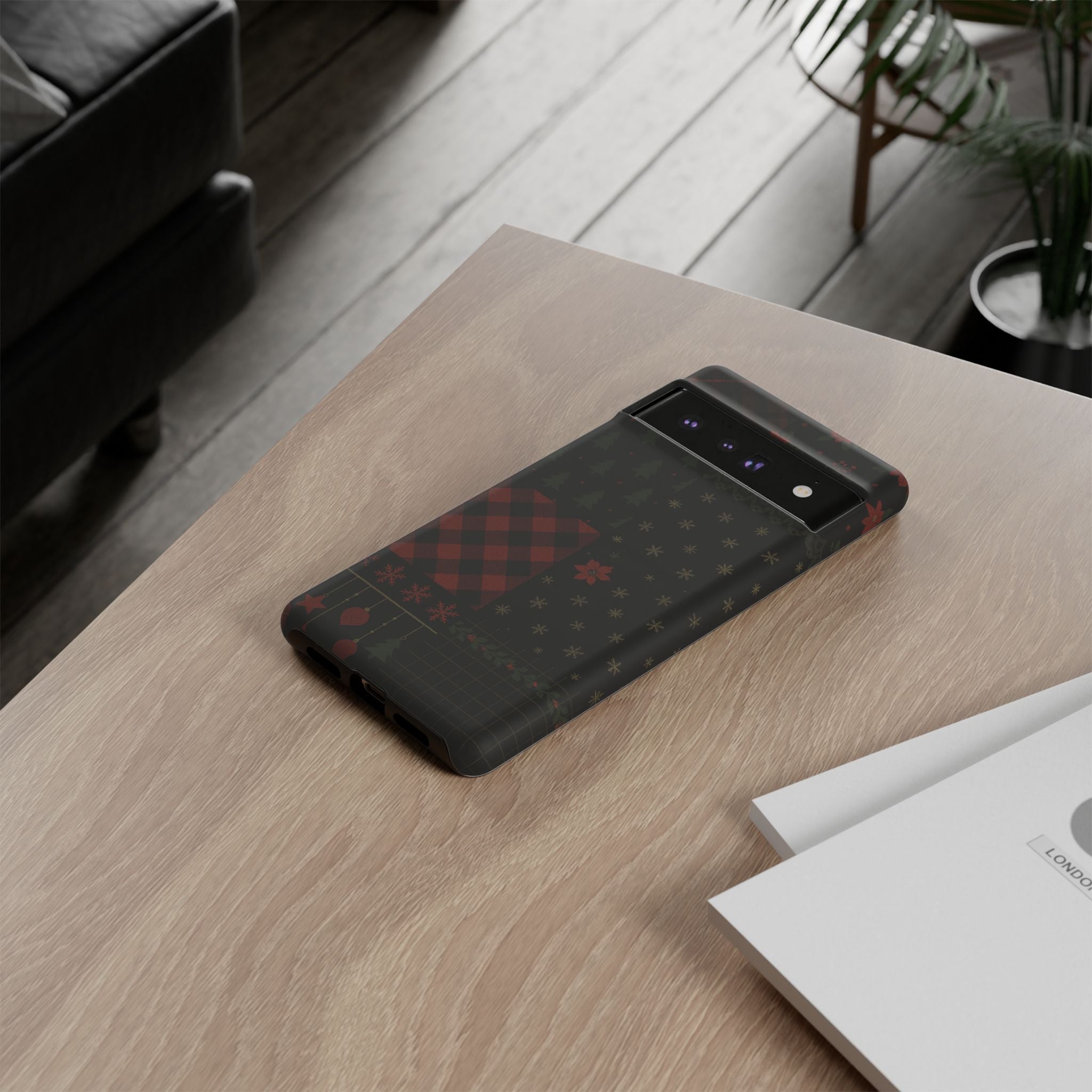 Black Festive Phone Case - Christmas Phone Cover - Tough Design