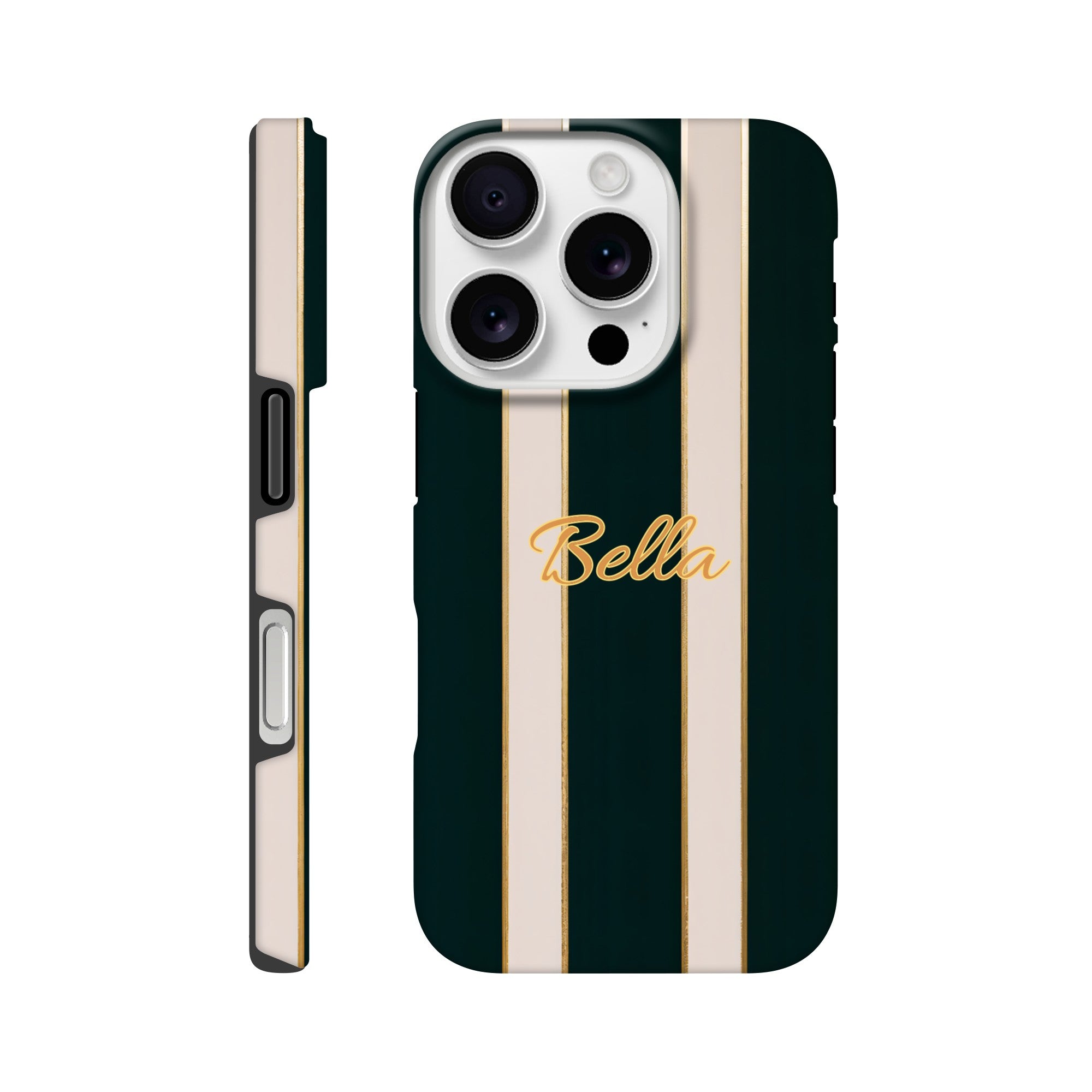 Elegant Striped Phone Case - Black & Cream Design with Gold Accents for iPhone & Samsung | Luxury Protection iPhone 16 Pro