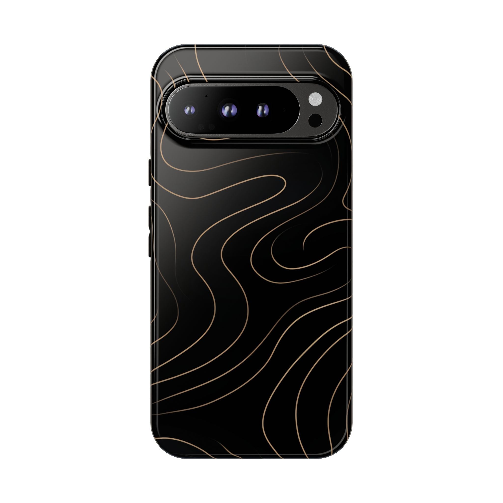 Noir Topograph - Black Minimalist Line Art Phone Case Google Pixel 9 Pro XL Glossy