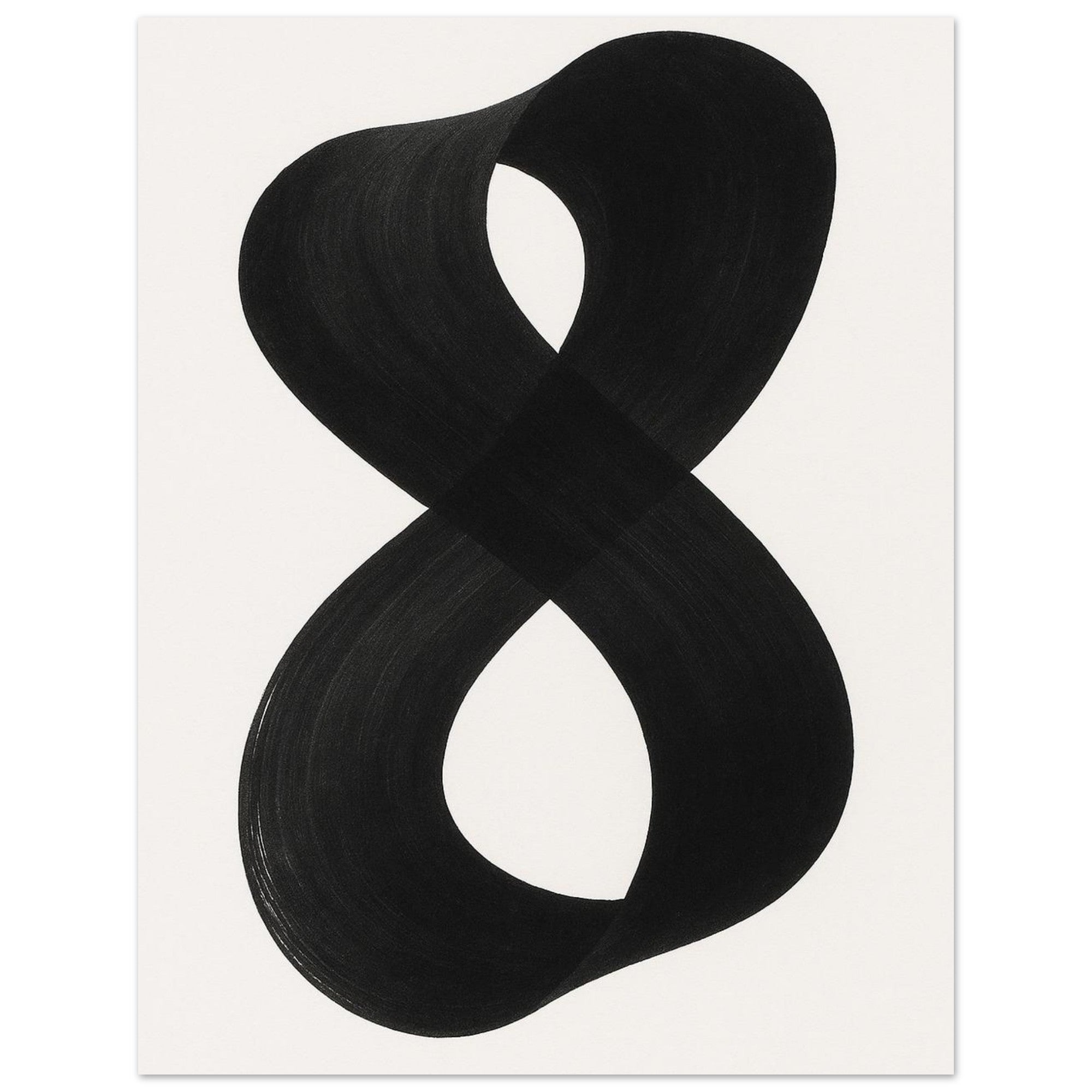 Infinity Abstract Brushstroke Art Print - Modern Minimalist Poster in Pink, Blue, Ochre, Black 27x35 cm 11x14″ Black